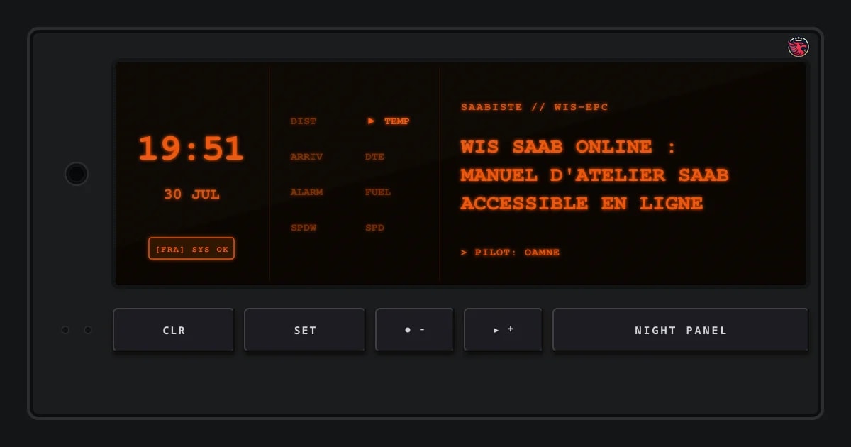 WIS Saab Online : Manuel d'atelier Saab accessible en ligne