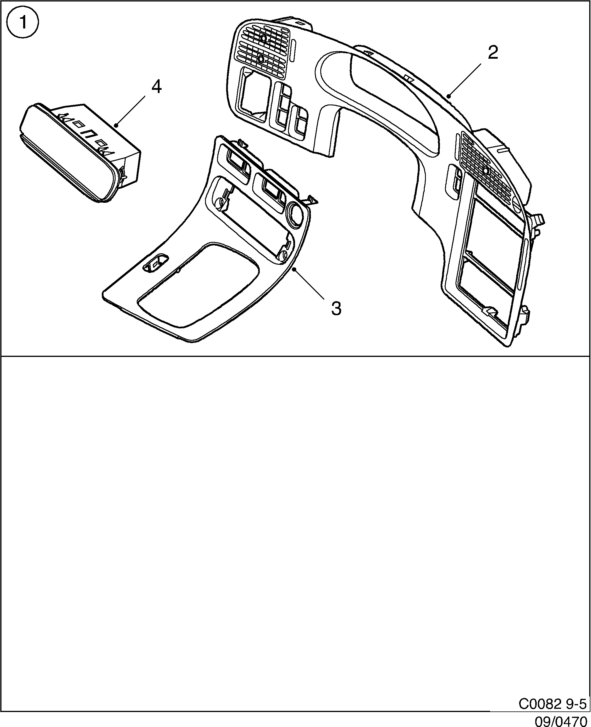 Schéma technique Saab 9-5 (9600) 2001 - Section 470 : Accessoire carrosserie