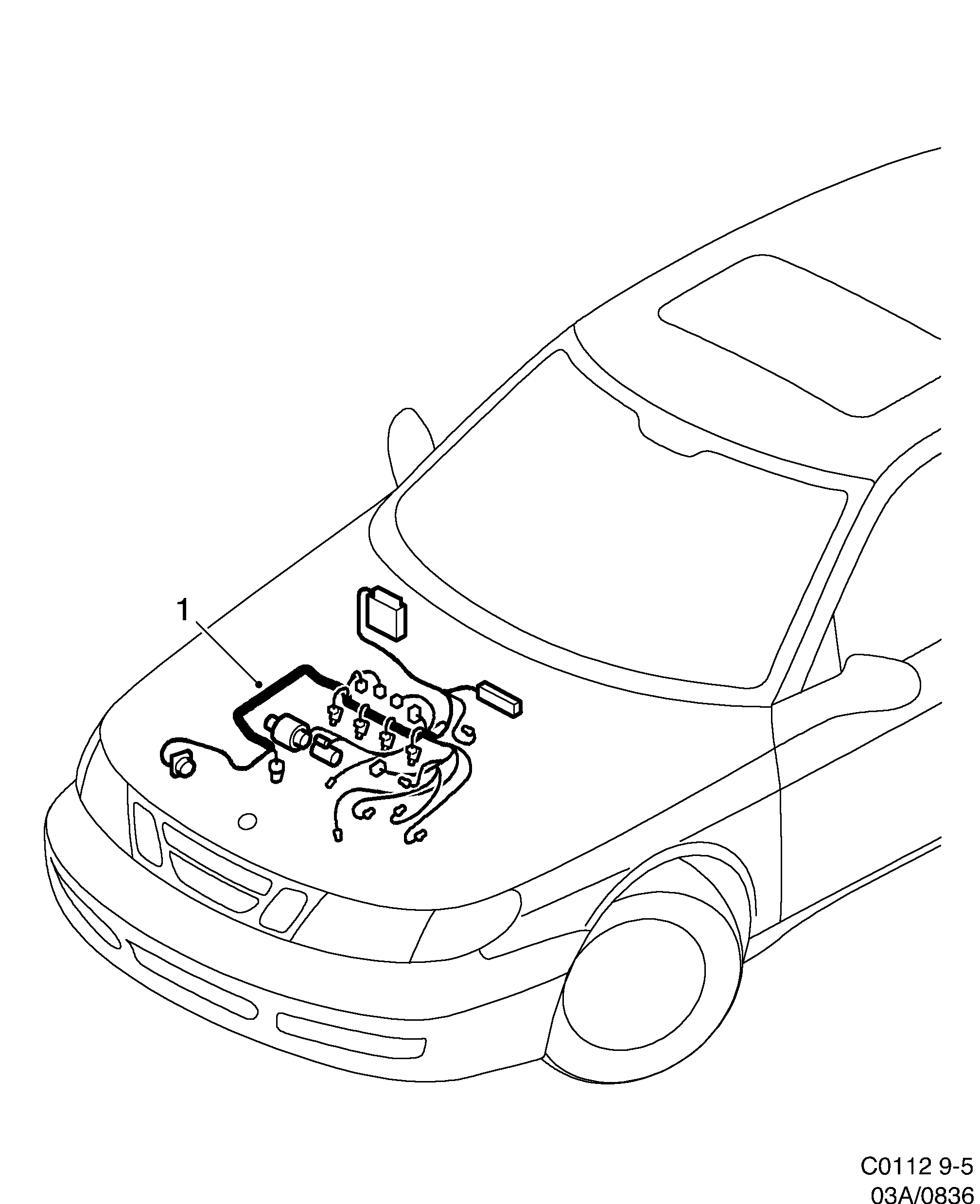 Schéma technique Saab 9-5 (9600) 2000 - Section 836 : Wiring and fuses