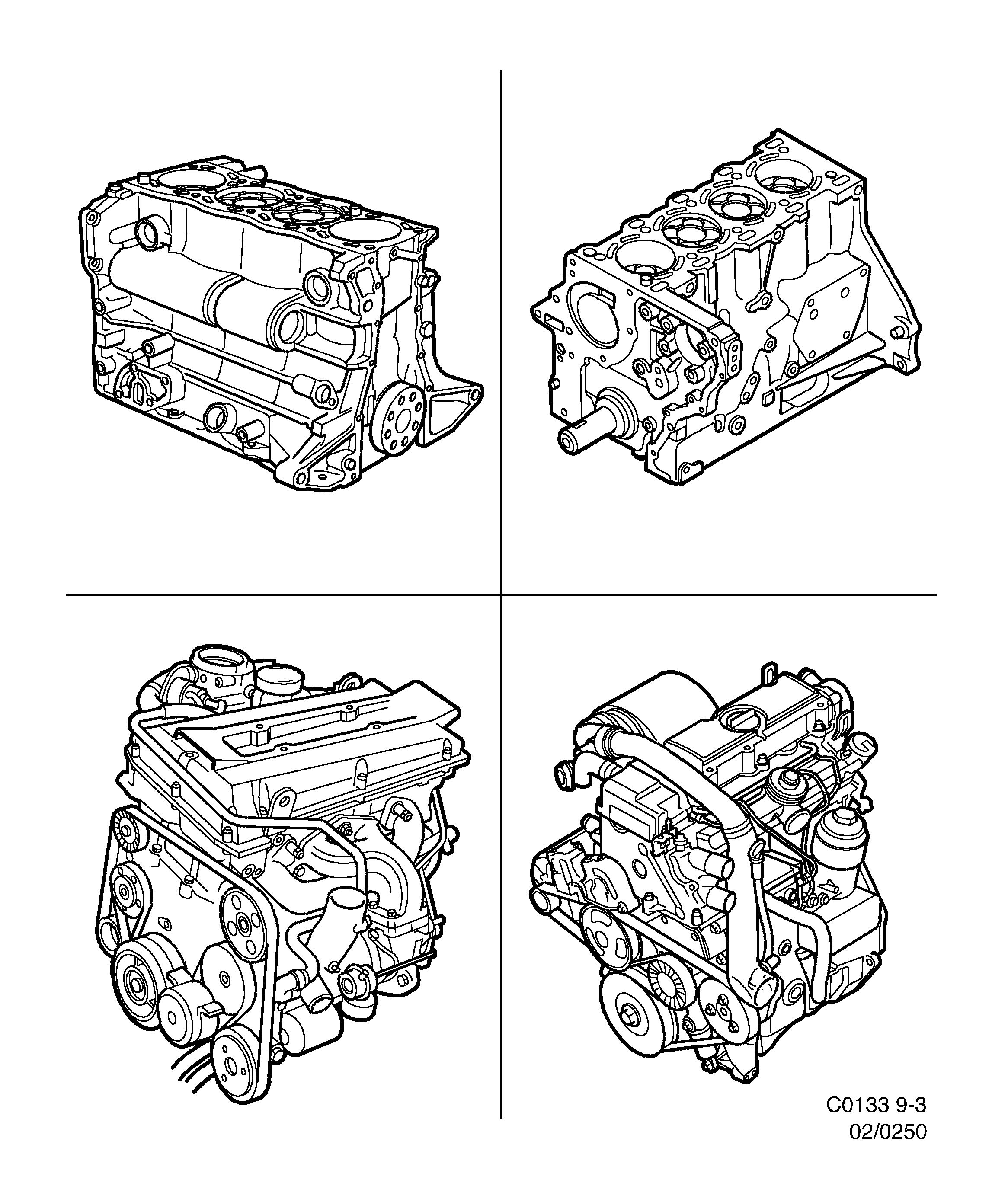 Schéma technique Saab 9-3 (9400) 2001 - Section 250 : Short block
