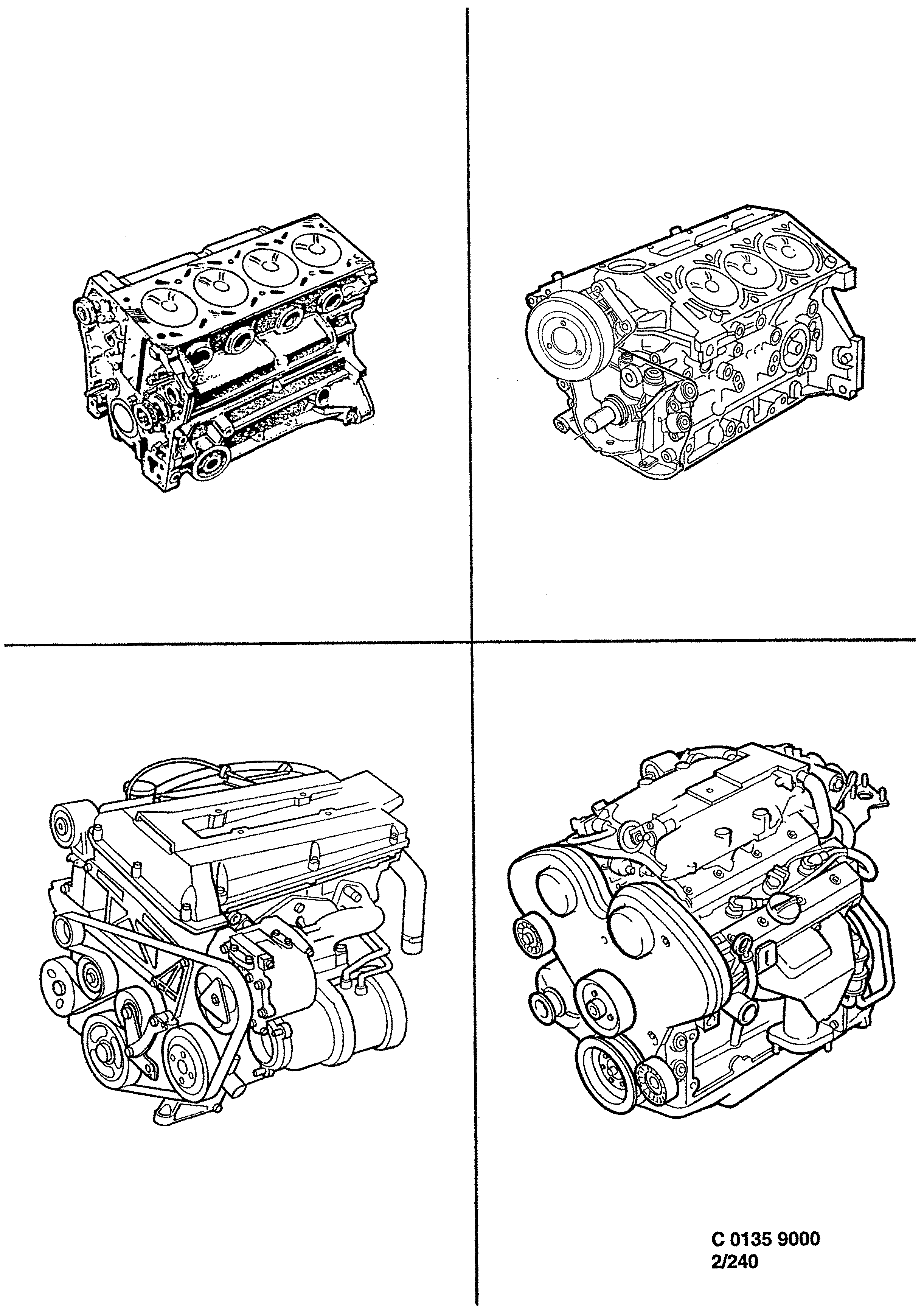 Schéma technique Saab 9000 1997 - Section 240 : Short block