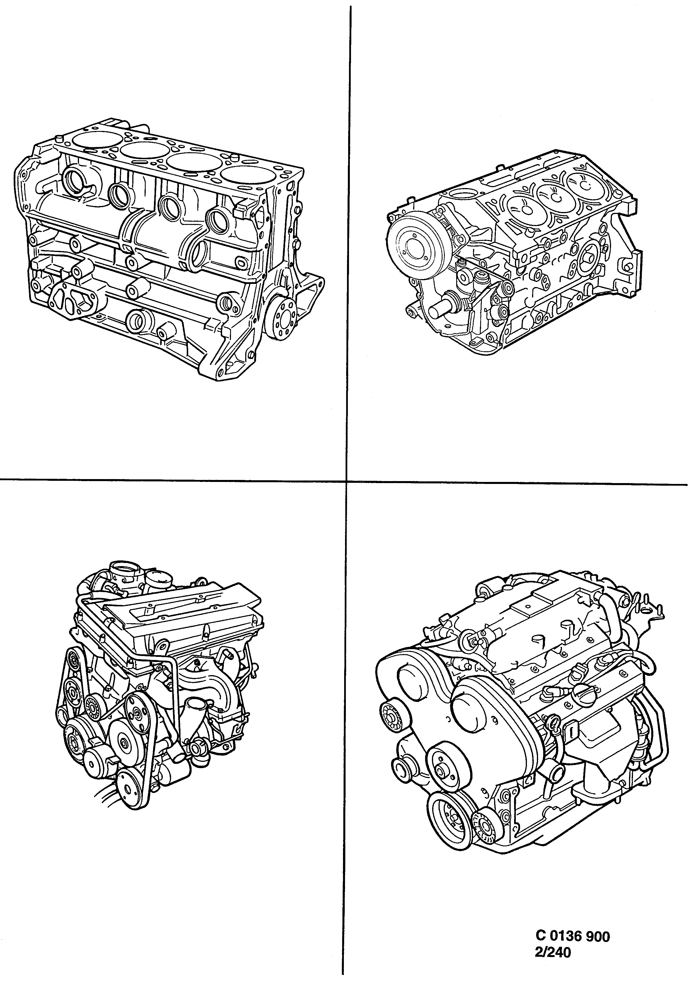 Schéma technique Saab 900 1998 - Section 240 : Short block
