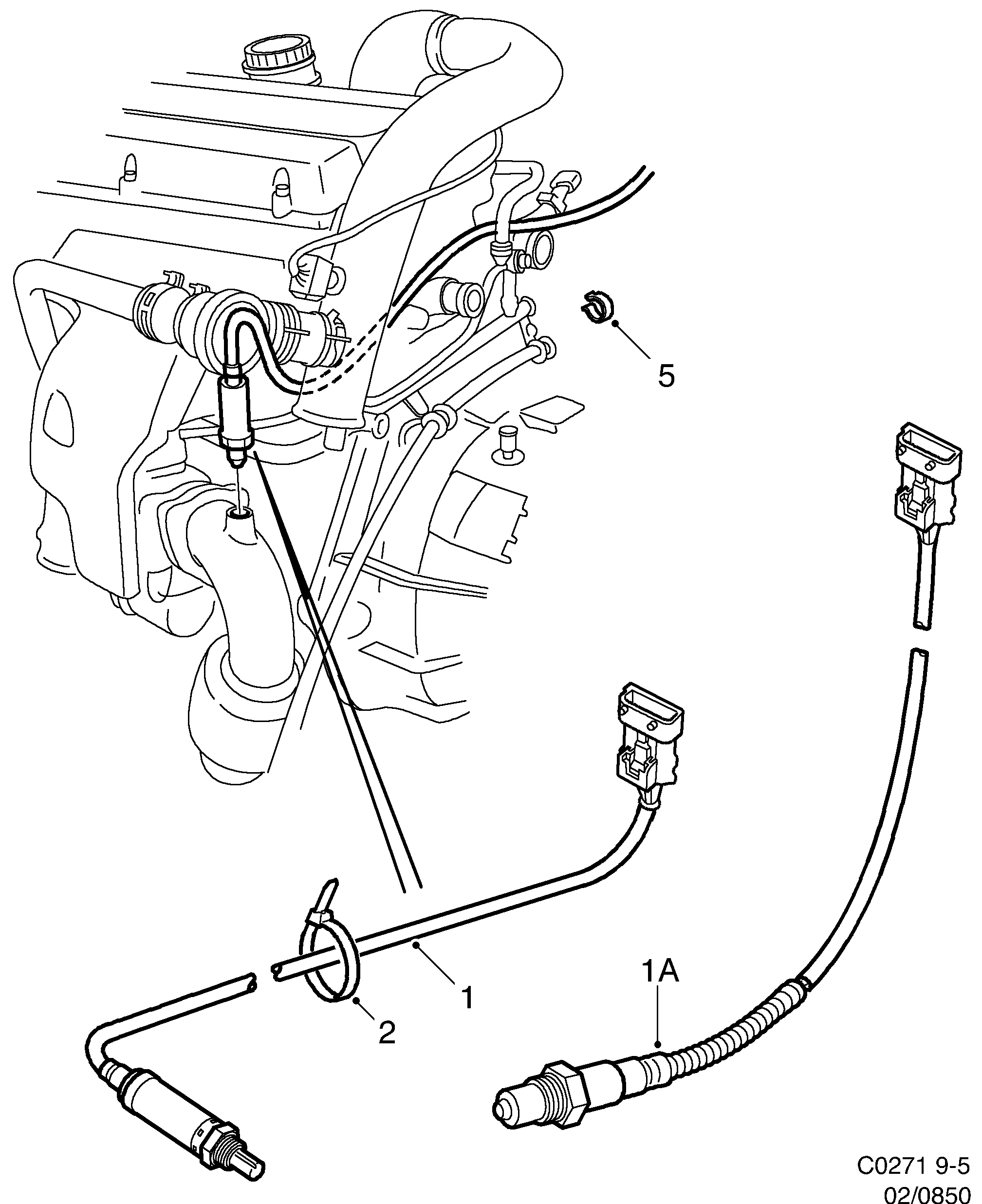 Schéma technique Saab 9-5 (9600) 2007 - Section 850 : Впускная система и выхлопная система