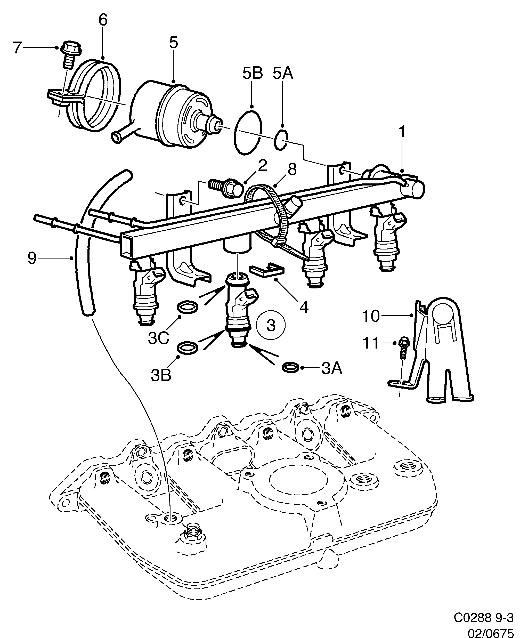 Schéma technique Saab 9-3 (9400) 2000 - Section 675 : Fuel system