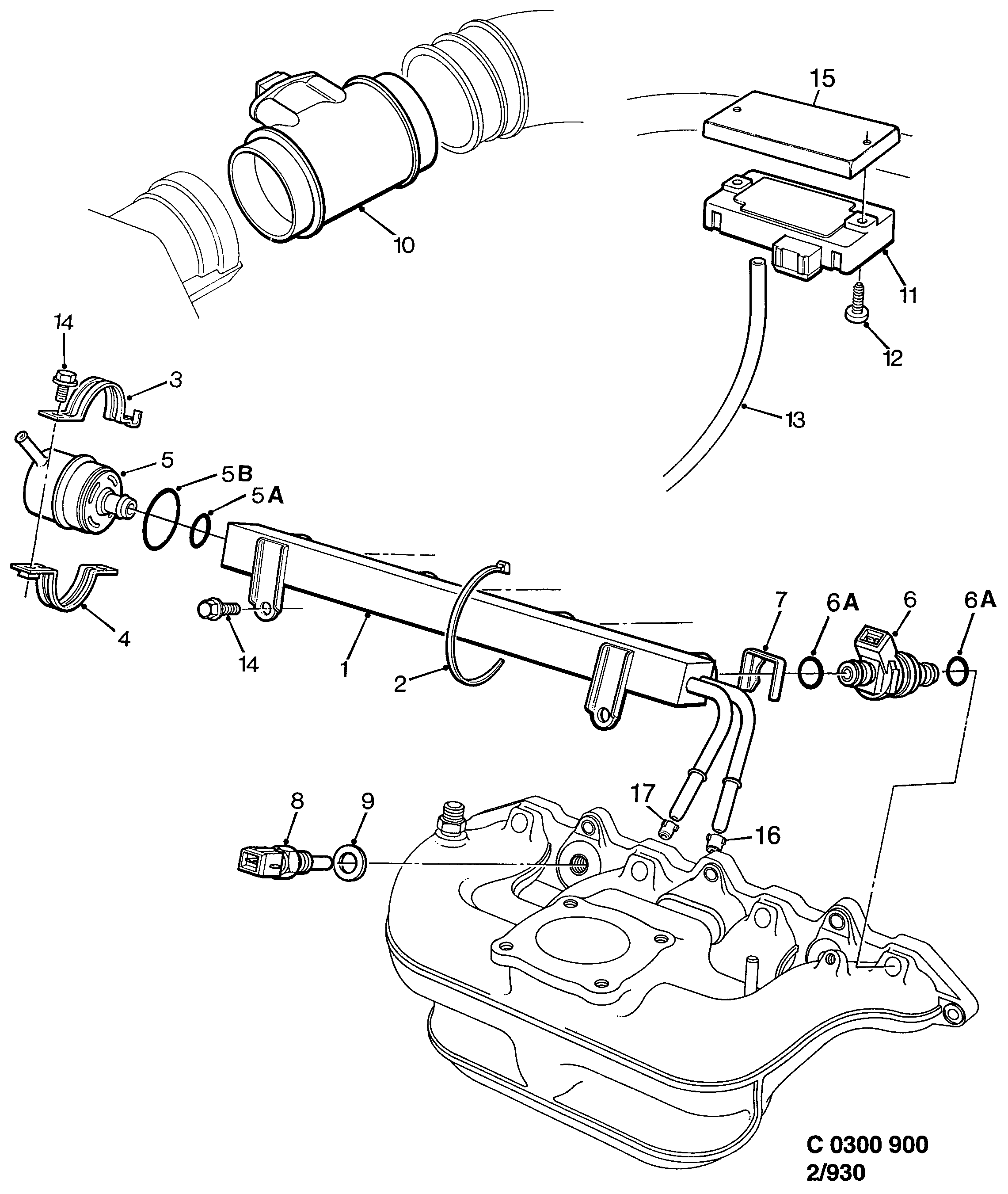Schéma technique Saab 900 1998 - Section 930 : Fuel system