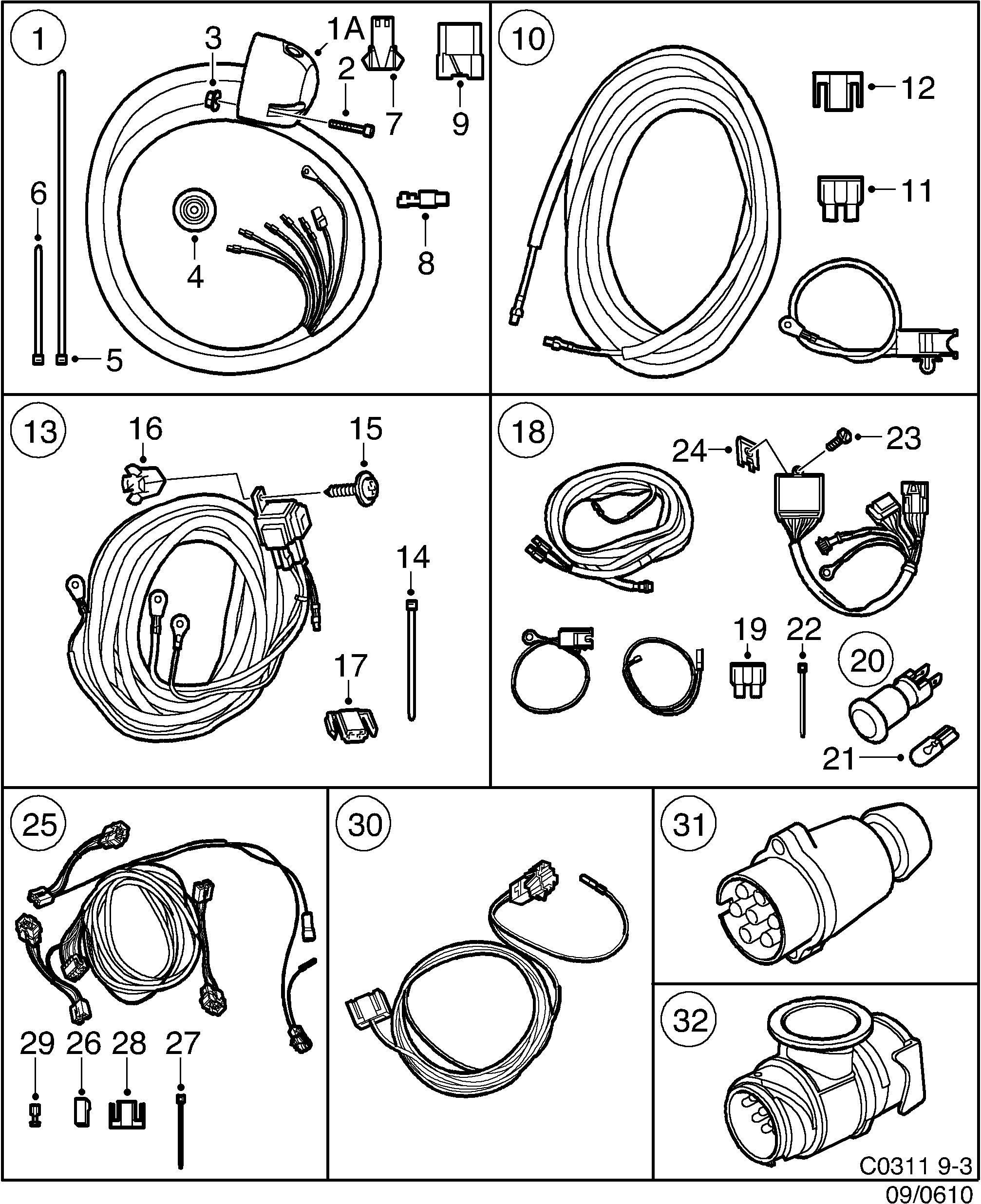 Schéma technique Saab 9-3 (9400) 2002 - Section 610 : Accessoire carrosserie