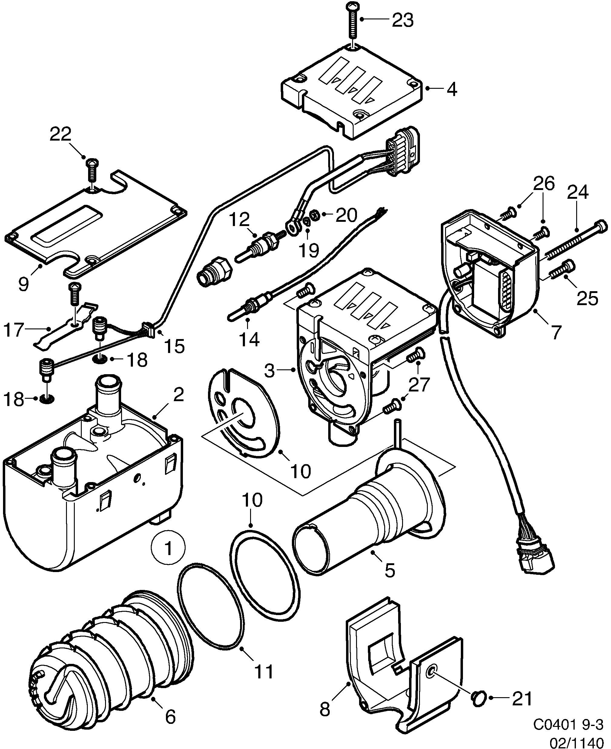 Schéma technique Saab 9-3 (9400) 2000 - Section 1140 : Система охлаждения