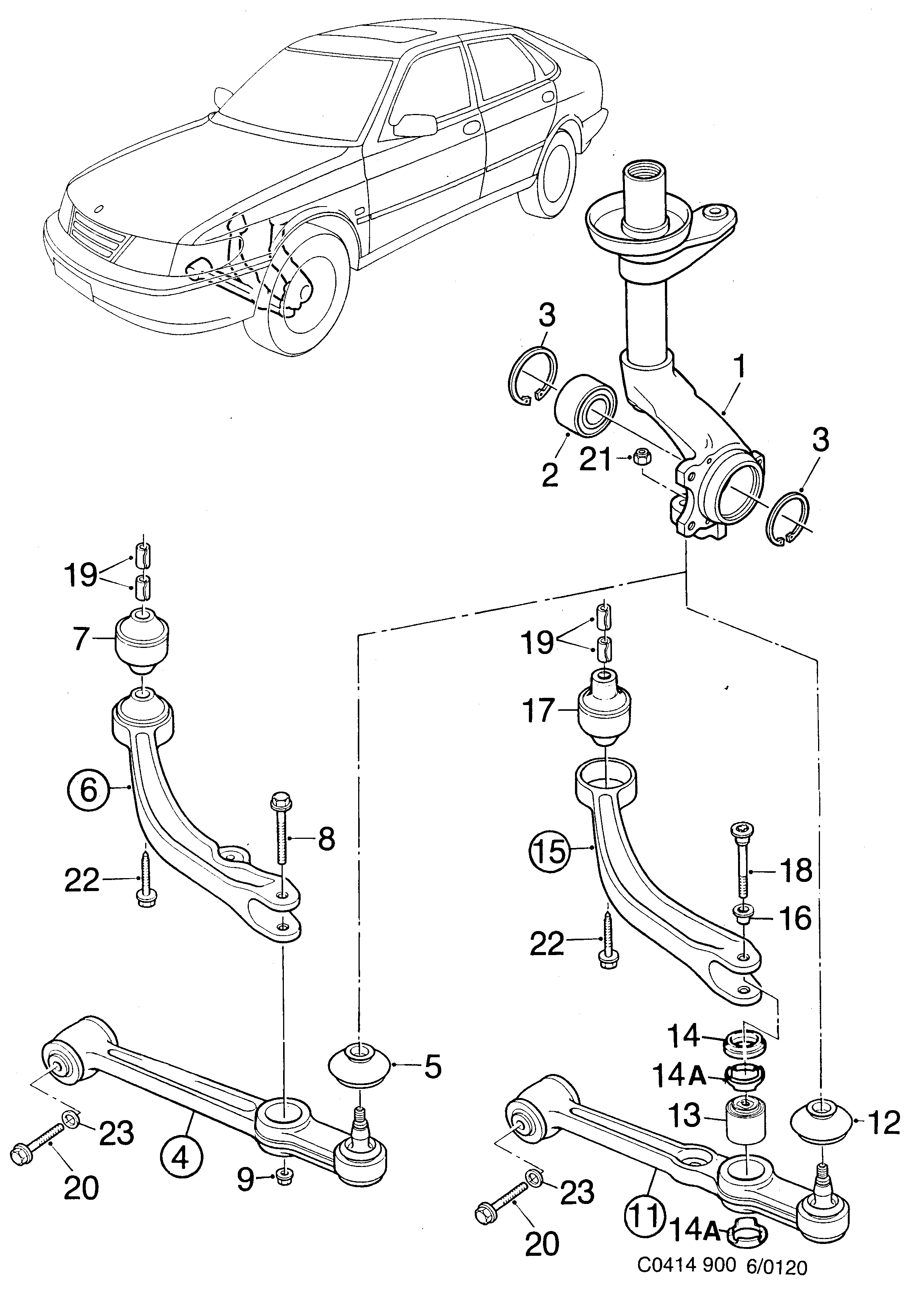 Schéma technique Saab 900 1994 - Section 120 :