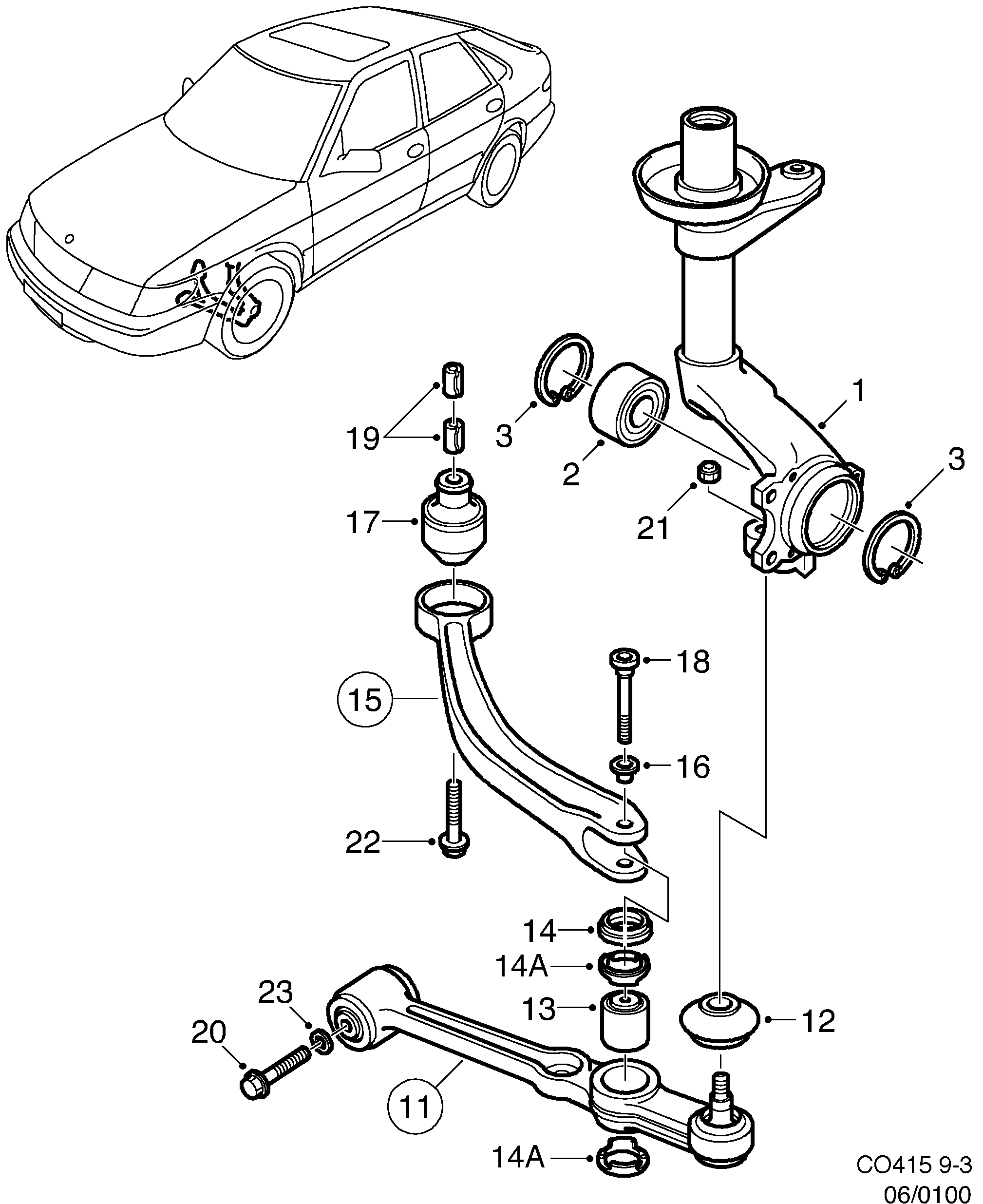 Schéma technique Saab 9-3 (9400) 2001 - Section 100 :