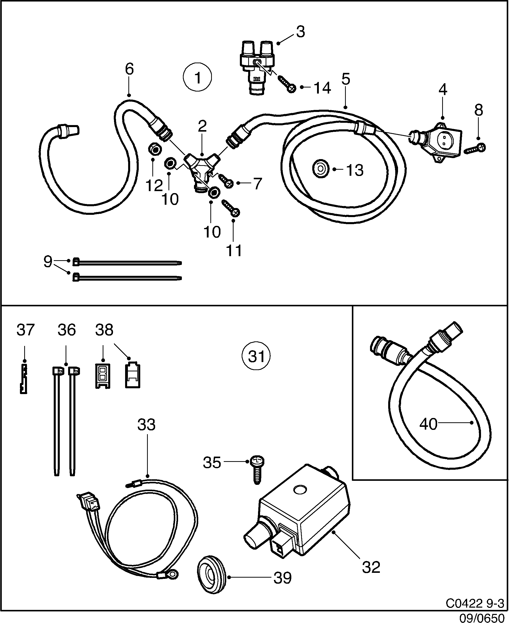 Schéma technique Saab 9-3 (9400) 2002 - Section 642 : Accessories body