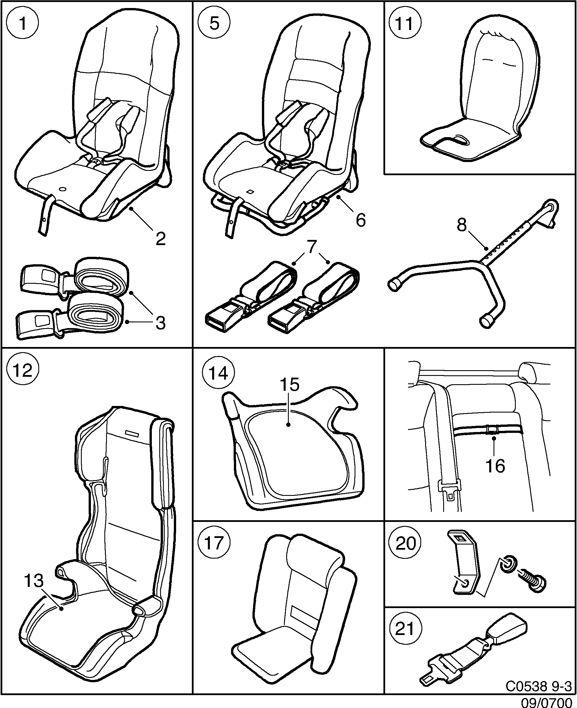 Schéma technique Saab 9-3 (9400) 2003 - Section 700 : Accessoire carrosserie