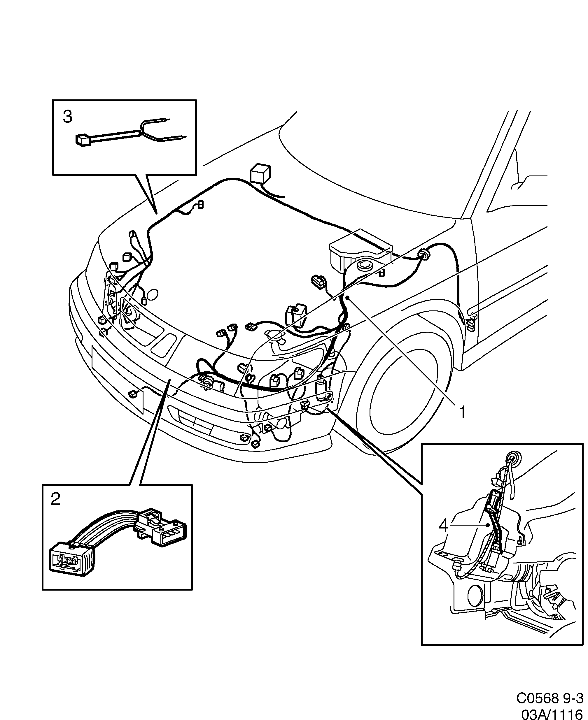 Schéma technique Saab 9-3 (9400) 2002 - Section 1128 : Wiring and fuses