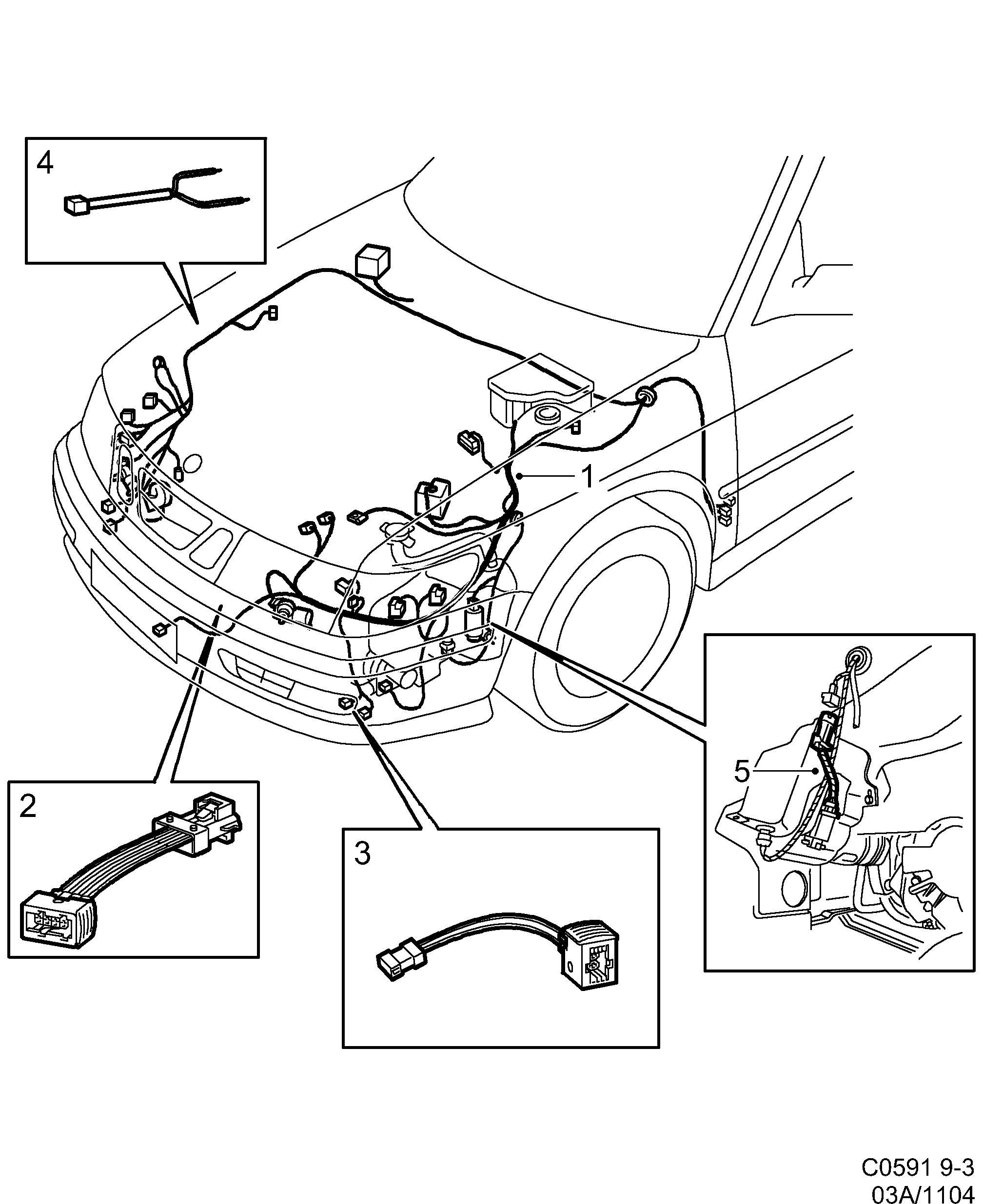 Schéma technique Saab 9-3 (9400) 2000 - Section 1104 : Wiring and fuses