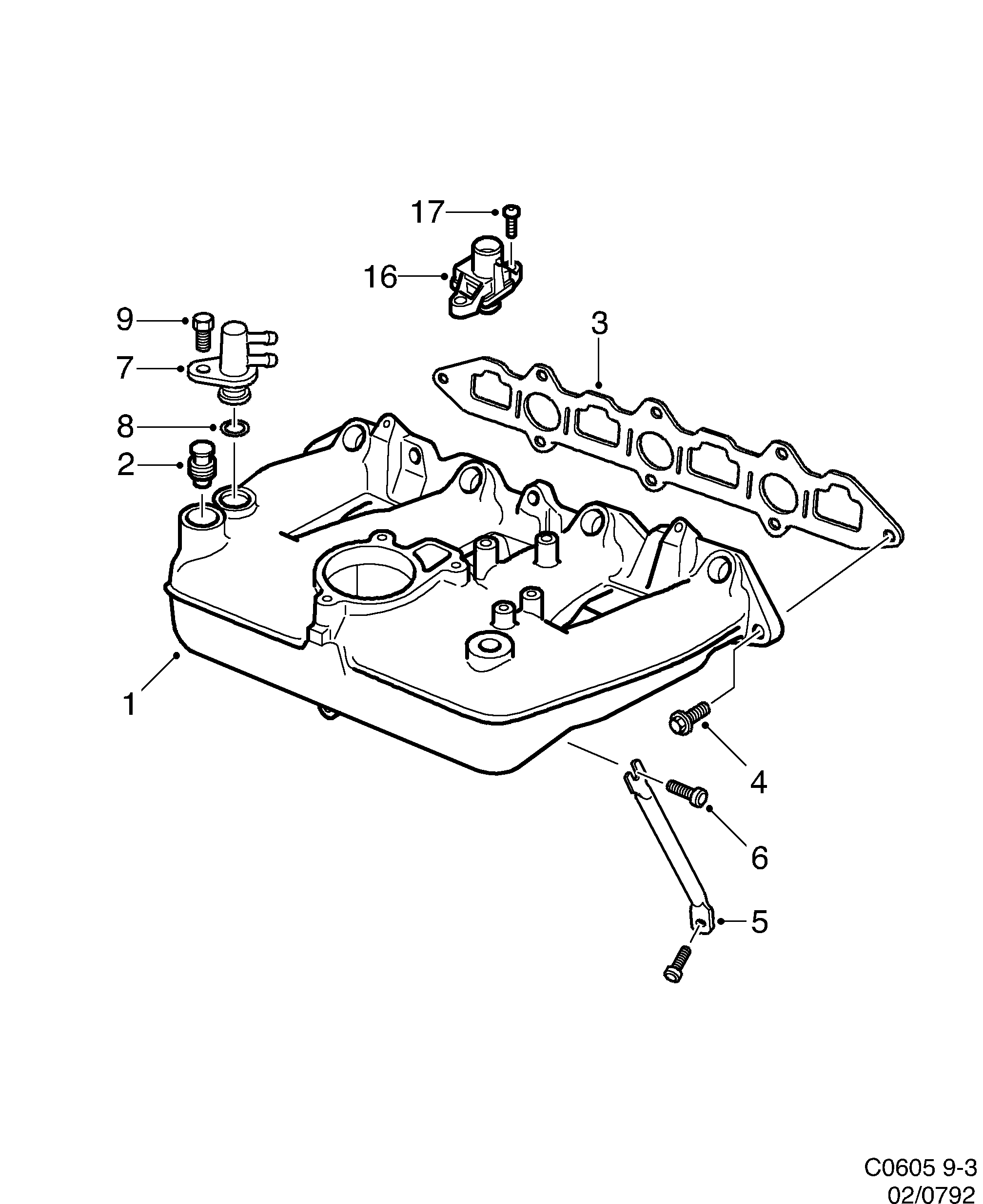 Schéma technique Saab 9-3 (9400) 2002 - Section 792 : Intake and exhaust system