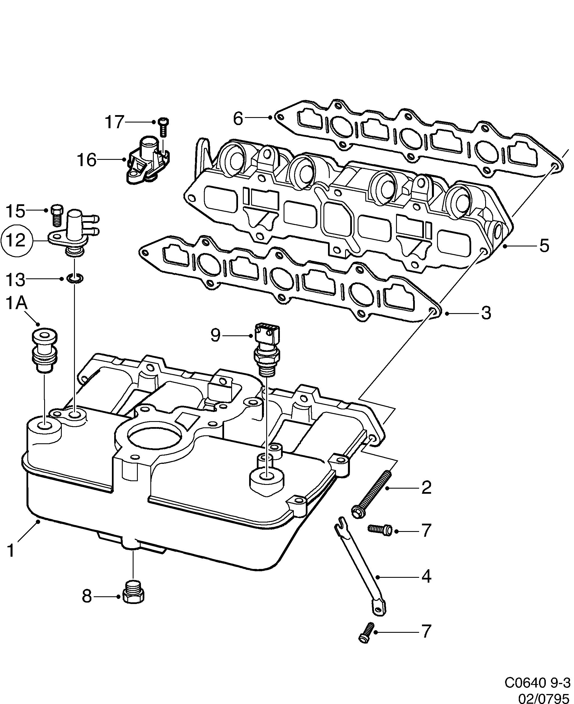 Schéma technique Saab 9-3 (9400) 2000 - Section 795 : Intake and exhaust system