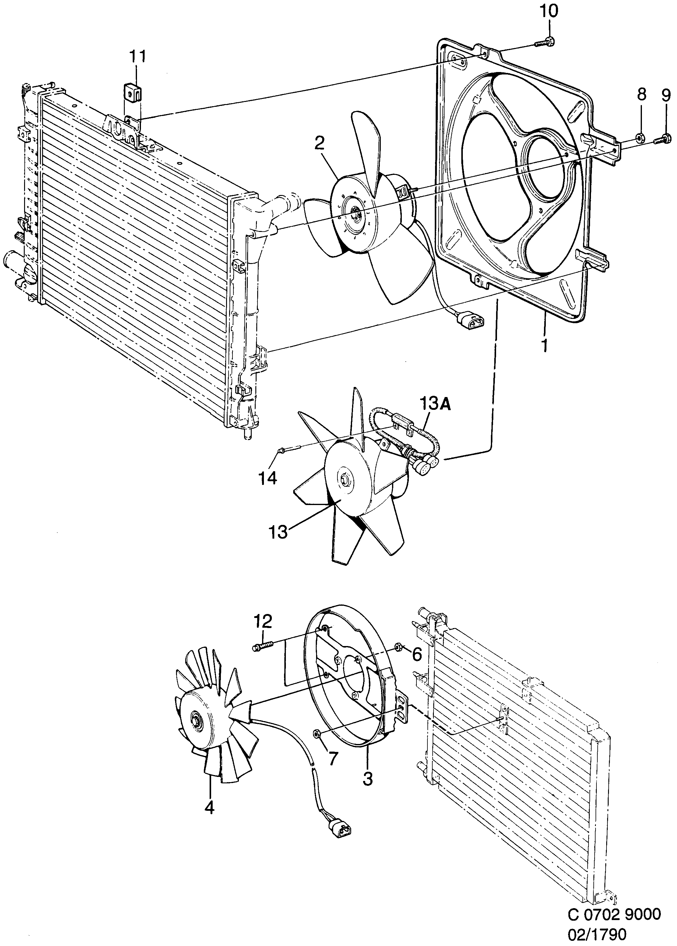 Schéma technique Saab 9000 1990 - Section 1790 : Cooling system