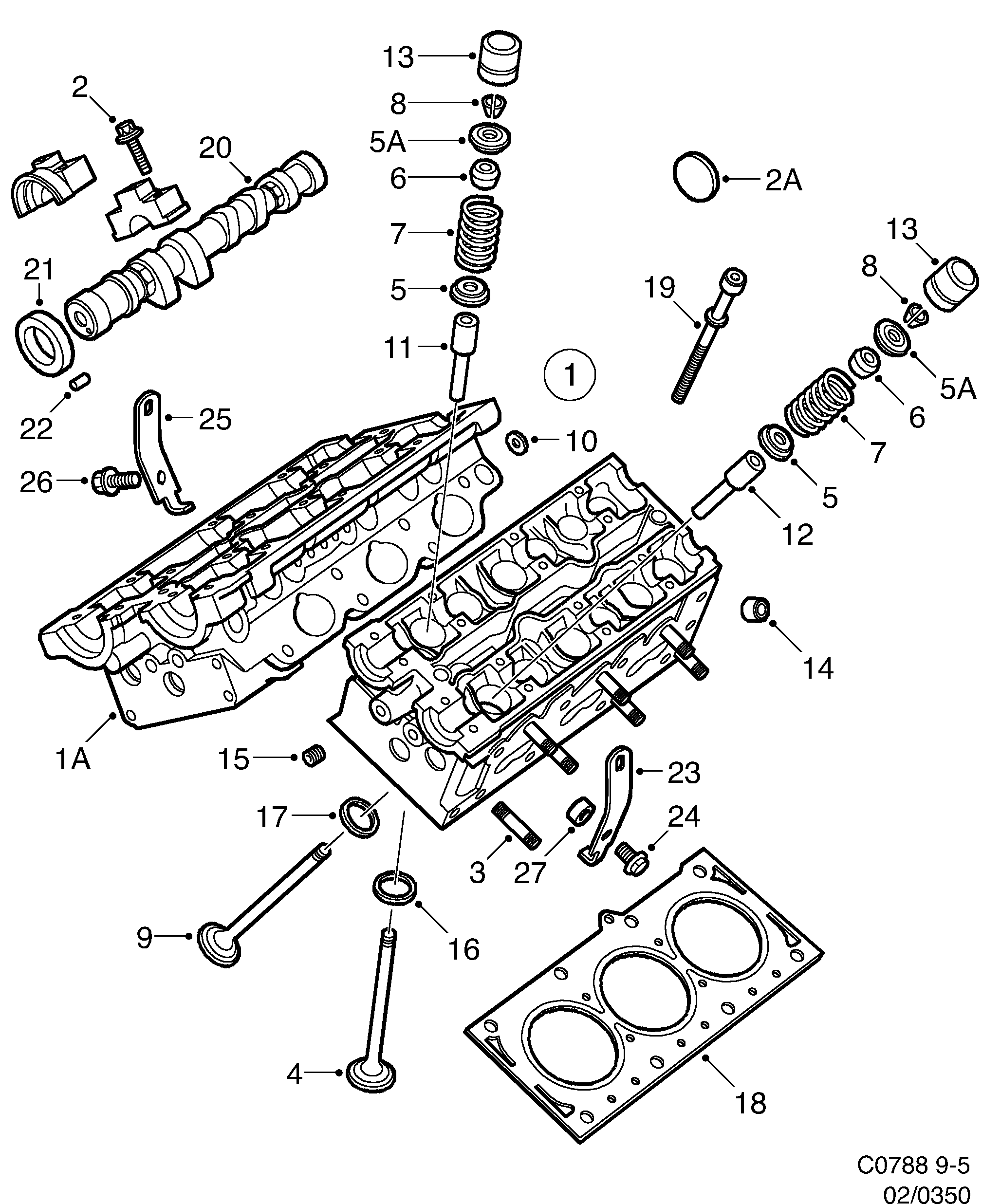 Schéma technique Saab 9-5 (9600) 2000 - Section 350 : Short block