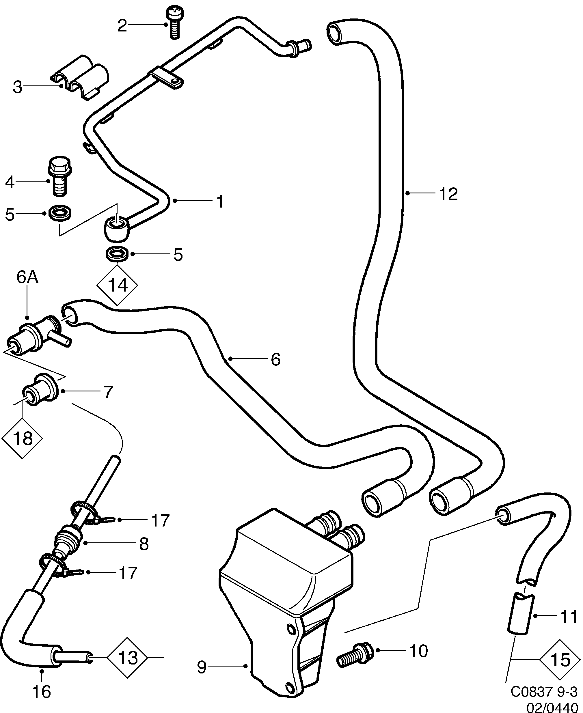 Schéma technique Saab 9-3 (9400) 2000 - Section 440 : Lubricating system