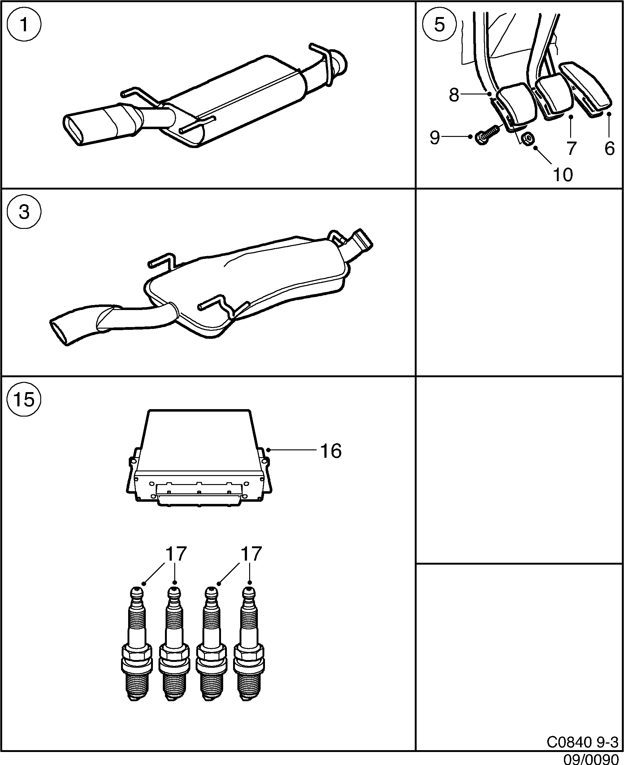 Schéma technique Saab 9-3 (9400) 1998 - Section 90 : Accessoire moteur