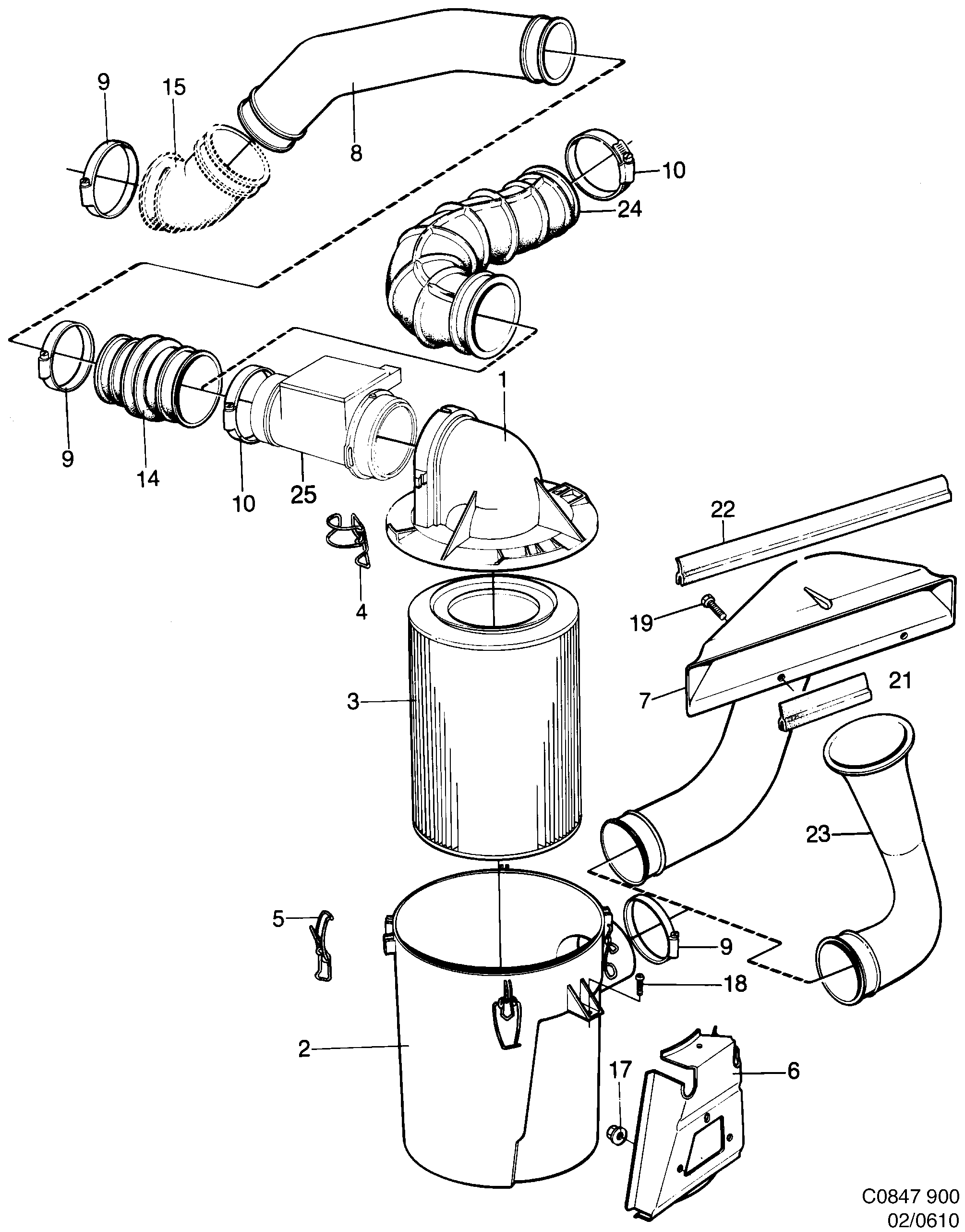 Schéma technique Saab 900 1987 - Section 610 : Fuel system