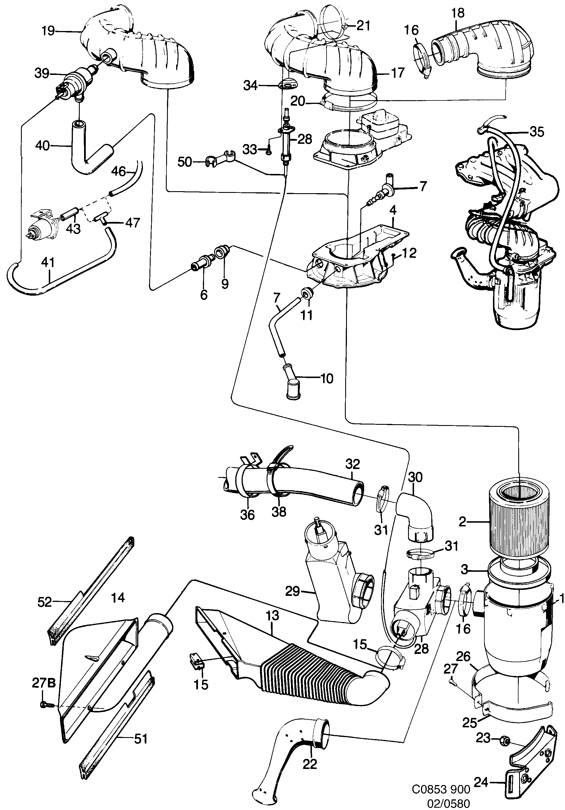 Schéma technique Saab 900 1987 - Section 580 : Fuel system