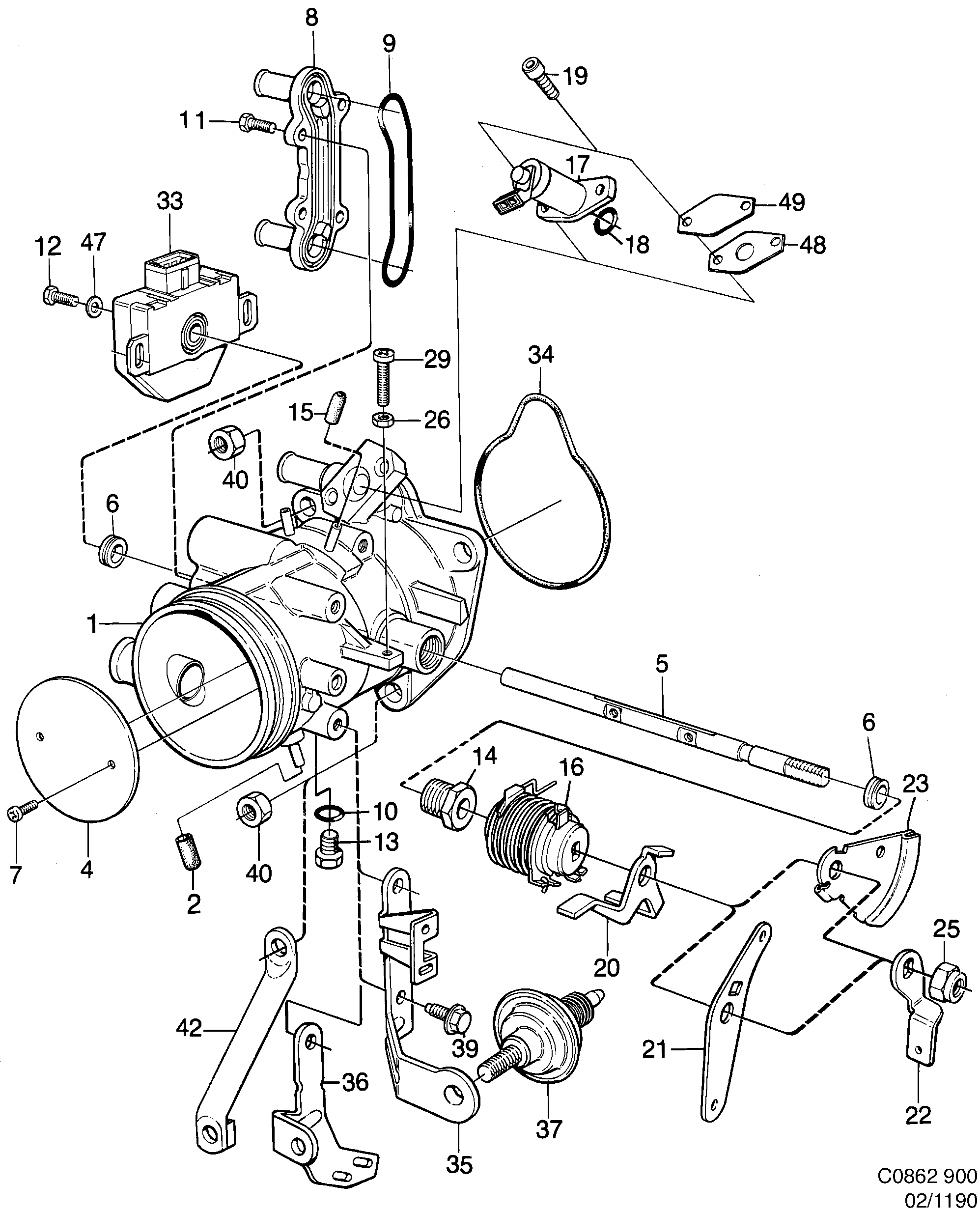 Schéma technique Saab 900 1993 - Section 1190 : Впускная система и выхлопная система
