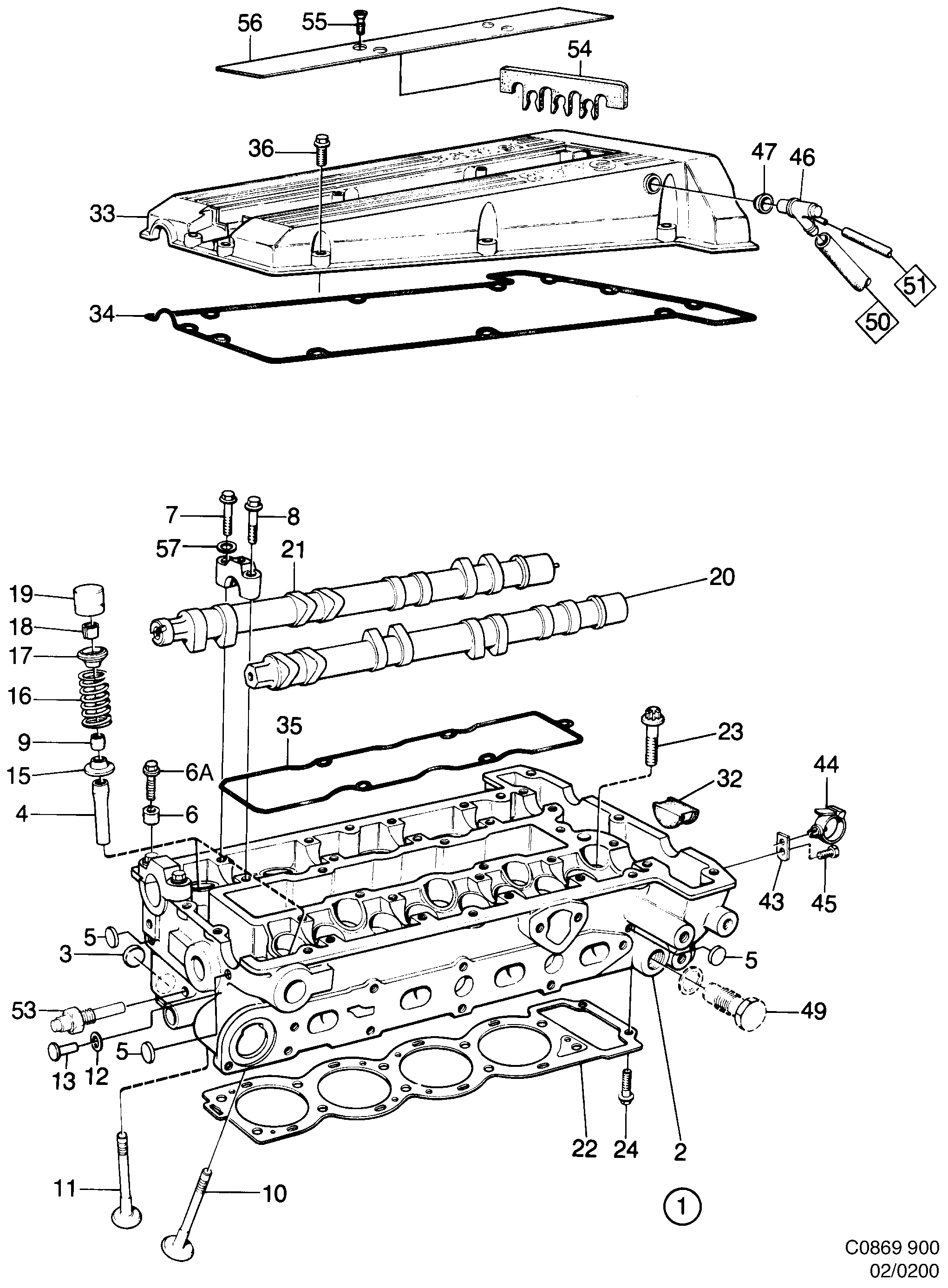 Schéma technique Saab 900 1990 - Section 200 : Short block