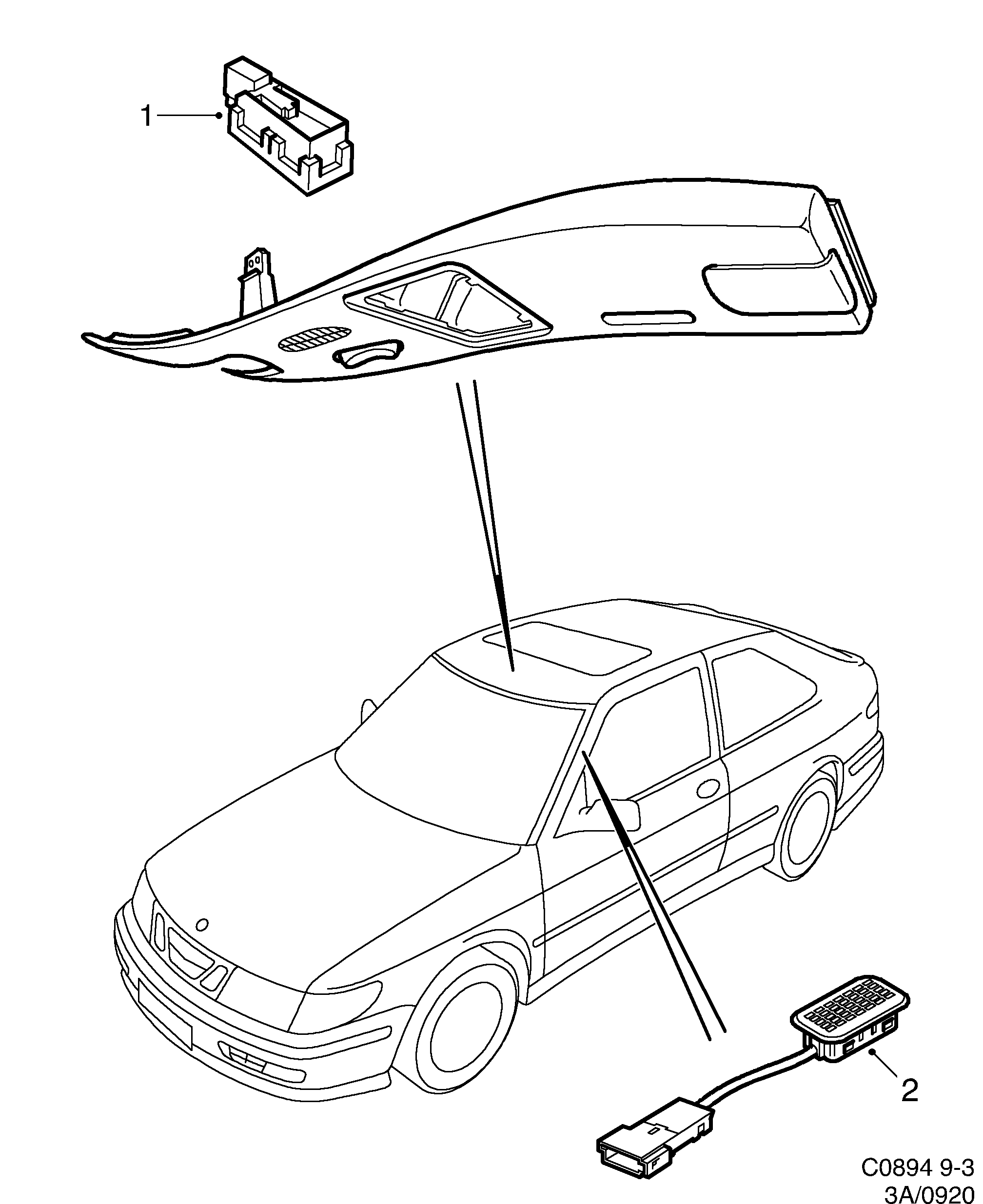 Schéma technique Saab 9-3 (9400) 2001 - Section 920 : Autre équipement électrique