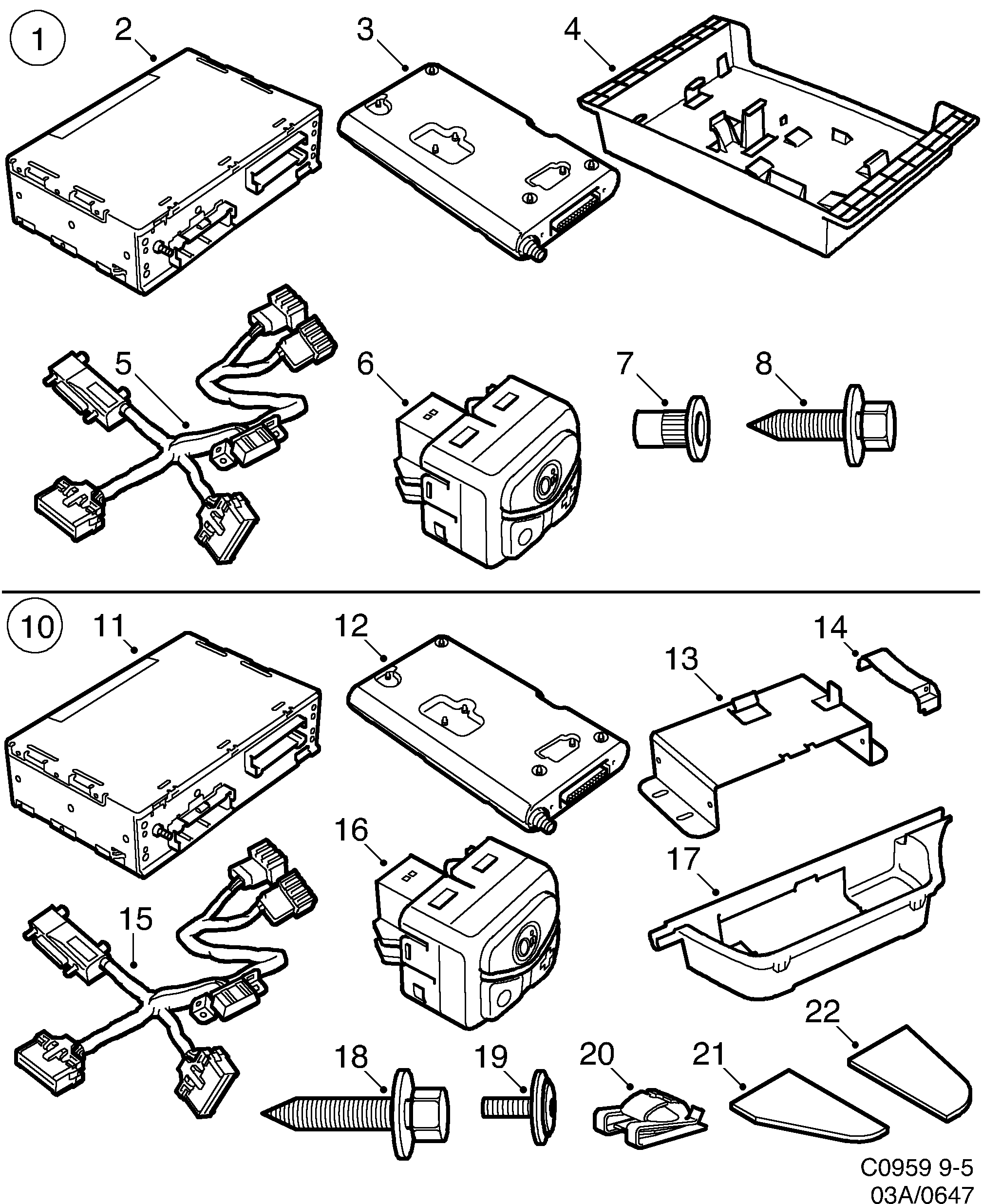 Schéma technique Saab 9-5 (9600) 2003 - Section 646 : Electric equipment, other