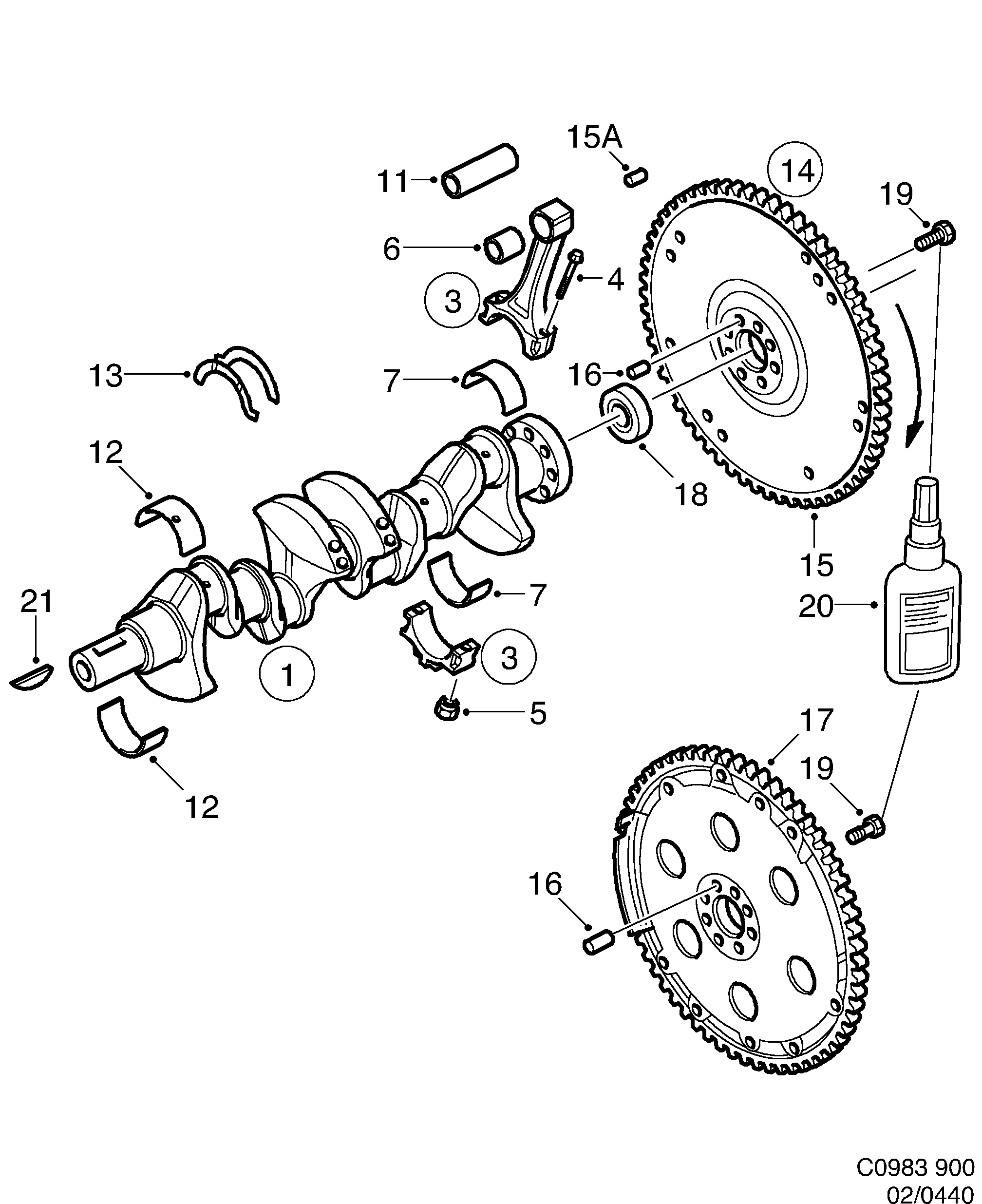 Schéma technique Saab 900 1992 - Section 440 : Short block