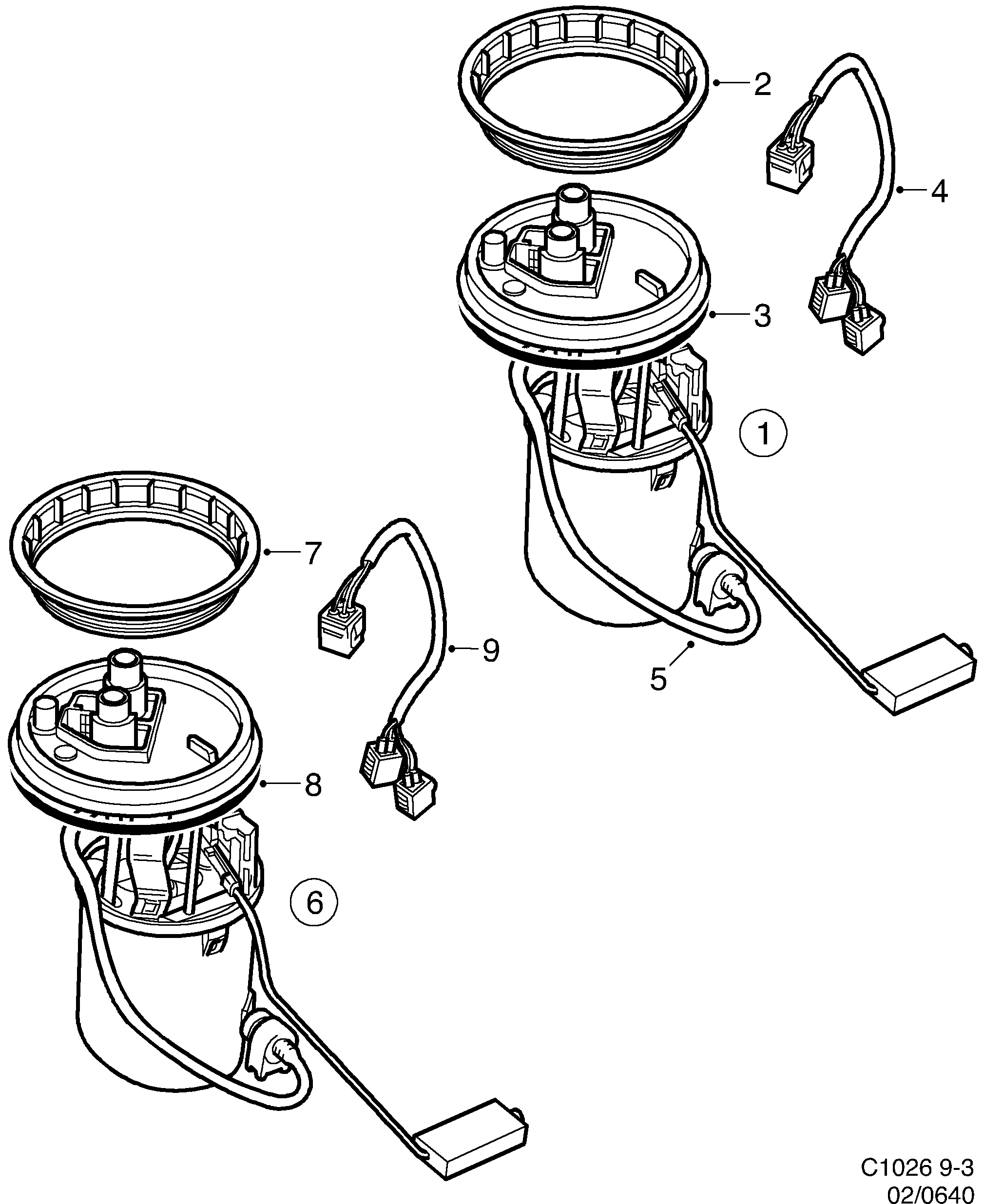 Schéma technique Saab 9-3 (9400) 2003 - Section 640 : Fuel system