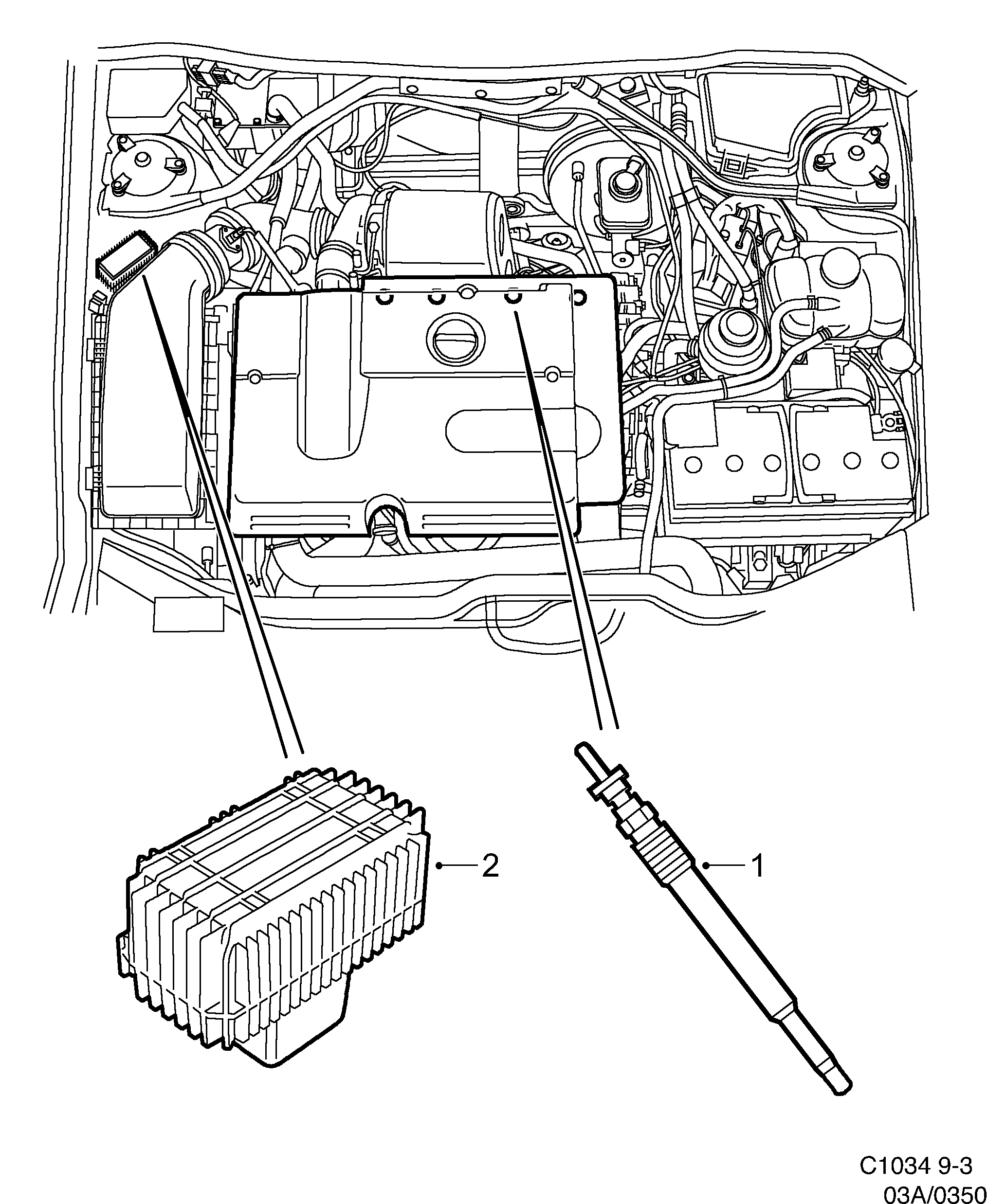 Schéma technique Saab 9-3 (9400) 2002 - Section 350 : Ignition system