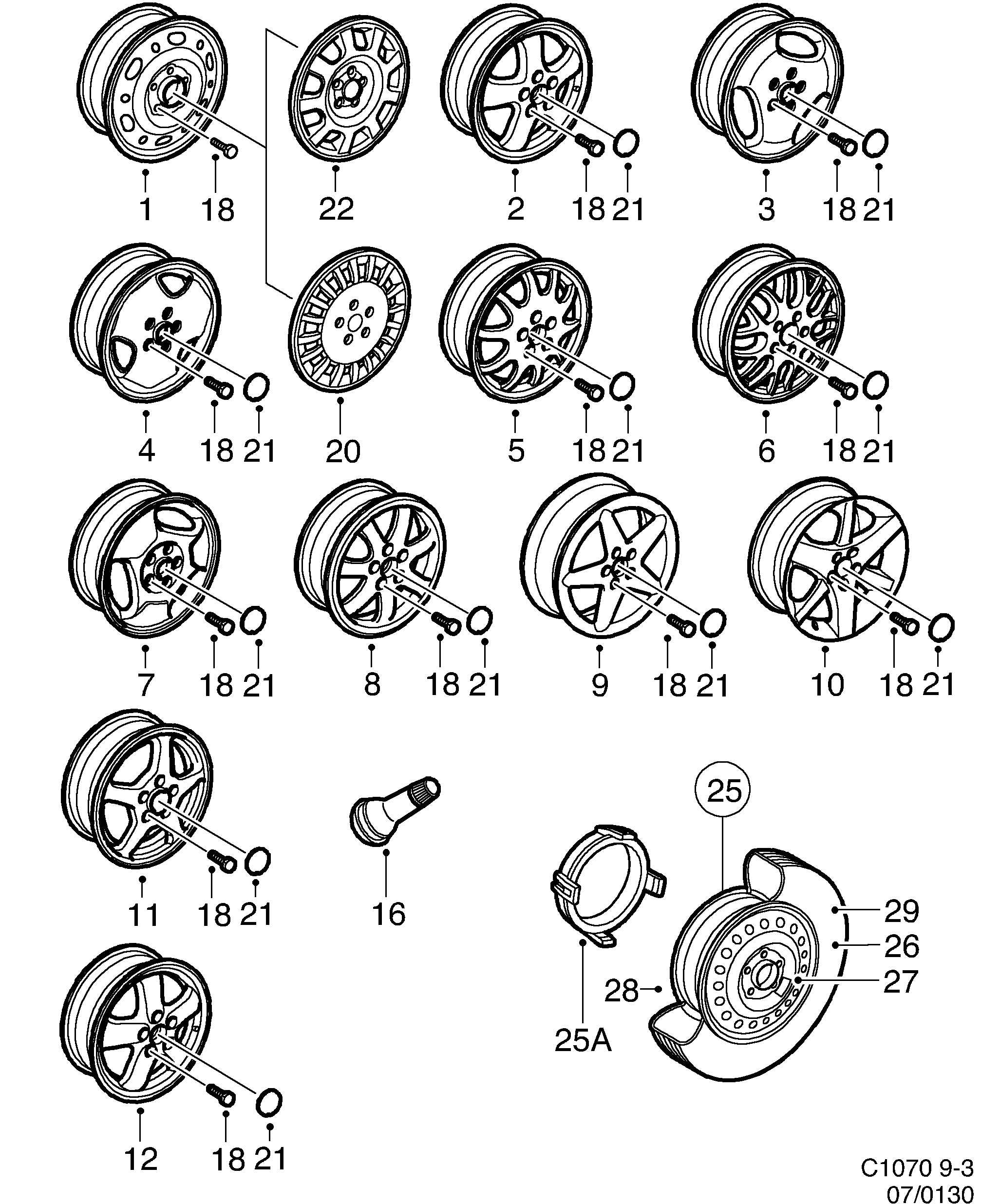Schéma technique Saab 9-3 (9400) 1999 - Section 130 :