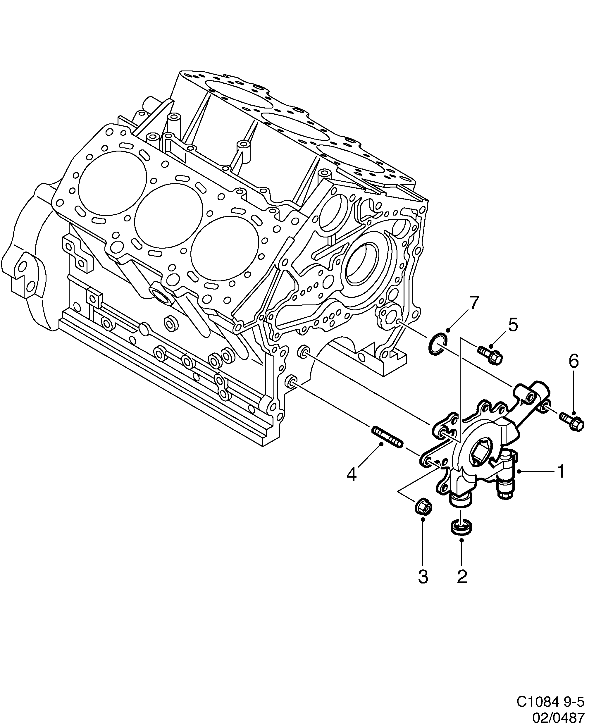 Schéma technique Saab 9-5 (9600) 2002 - Section 465 : Système de graissage