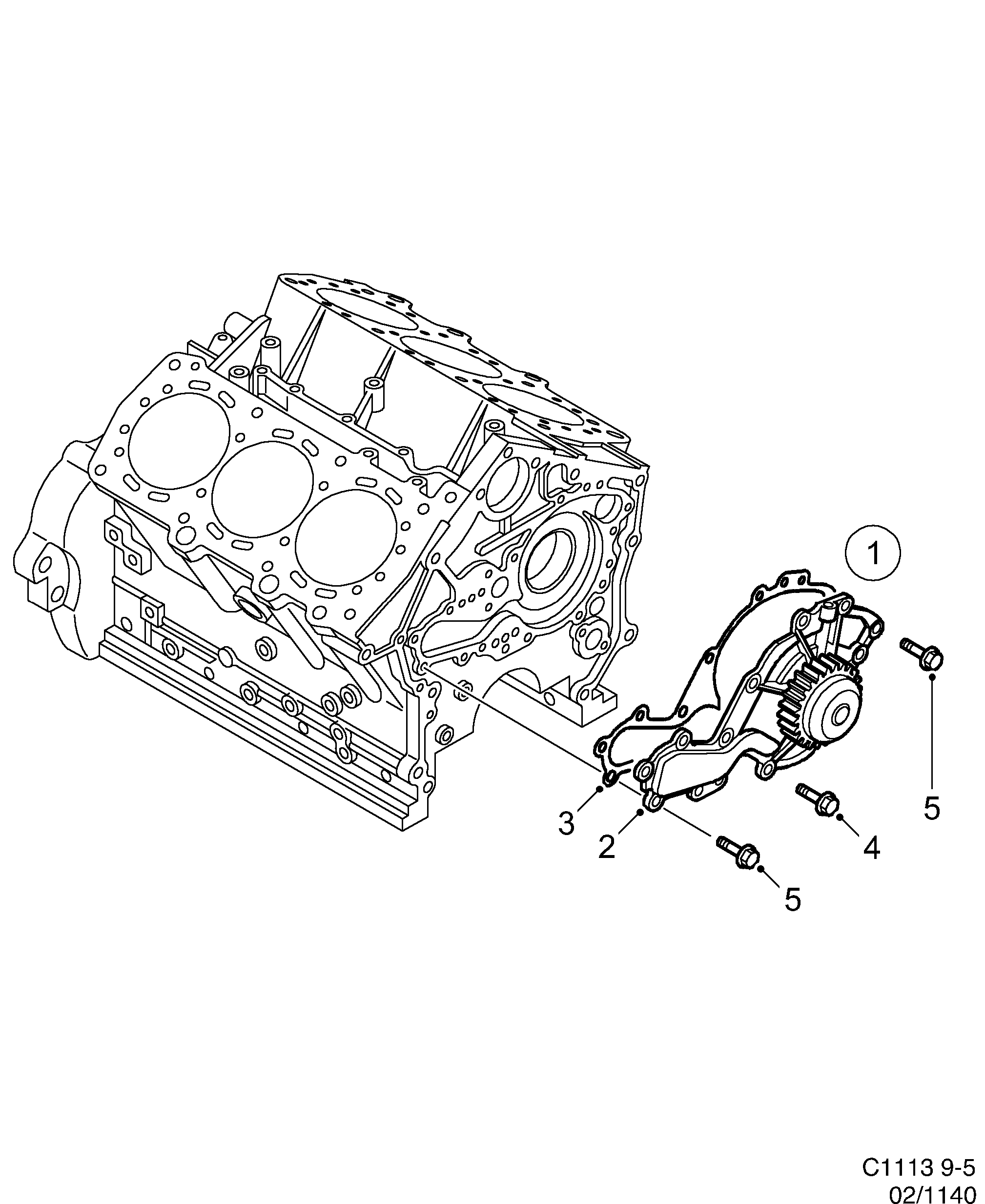 Schéma technique Saab 9-5 (9600) 2003 - Section 1140 : Cooling system