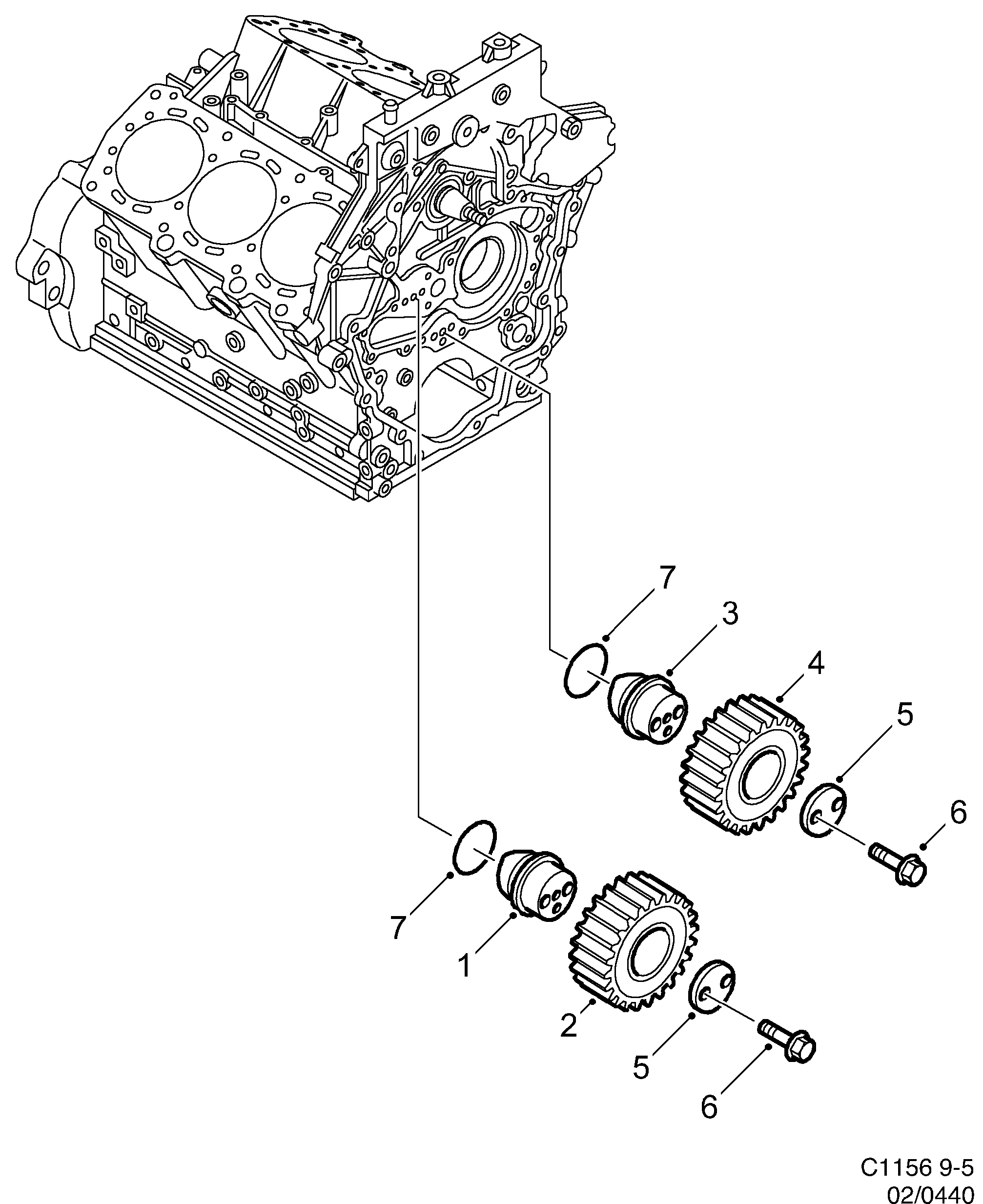 Schéma technique Saab 9-5 (9600) 2005 - Section 400 : Corps de moteur