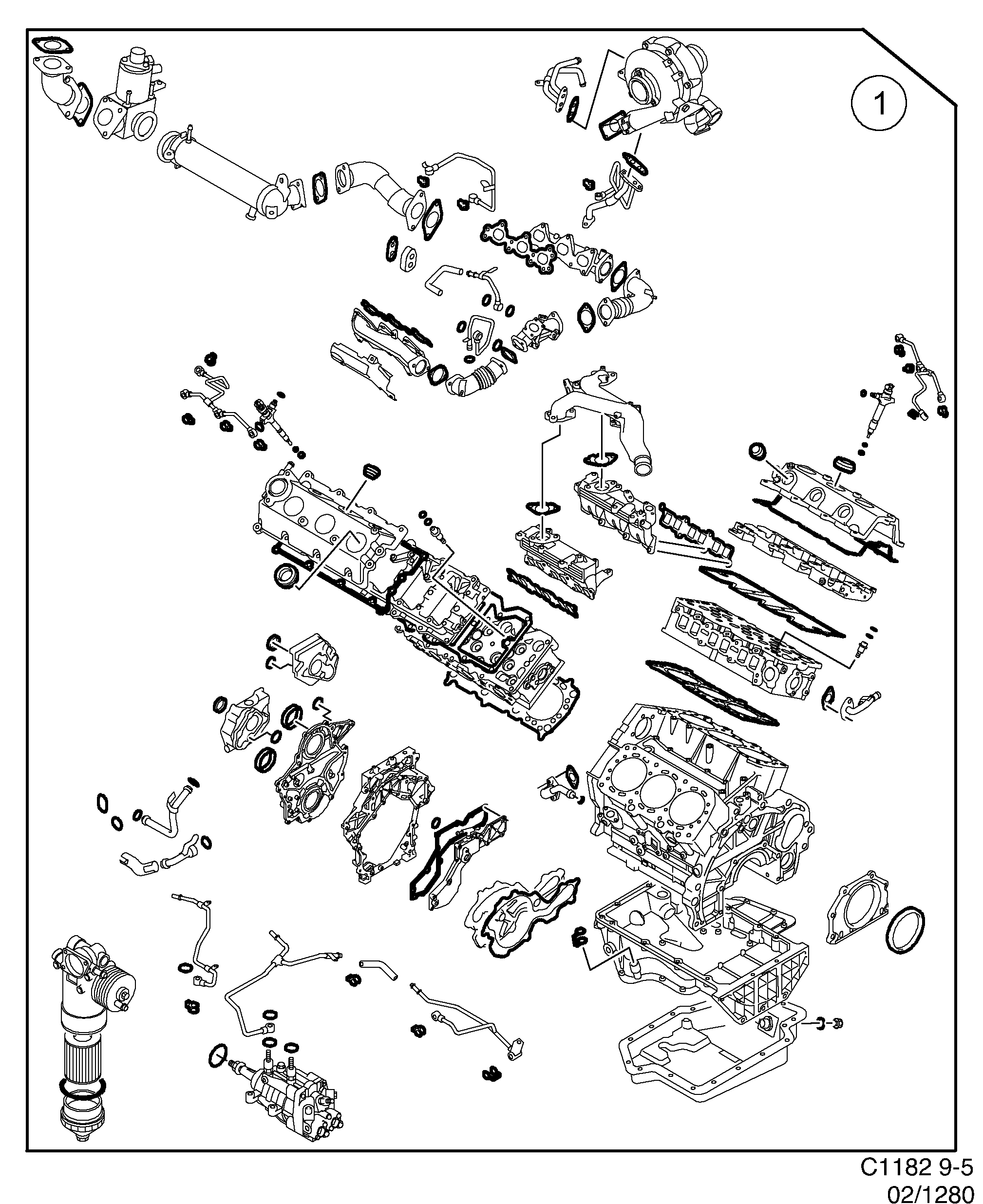 Schéma technique Saab 9-5 (9600) 2002 - Section 1280 : Вставки