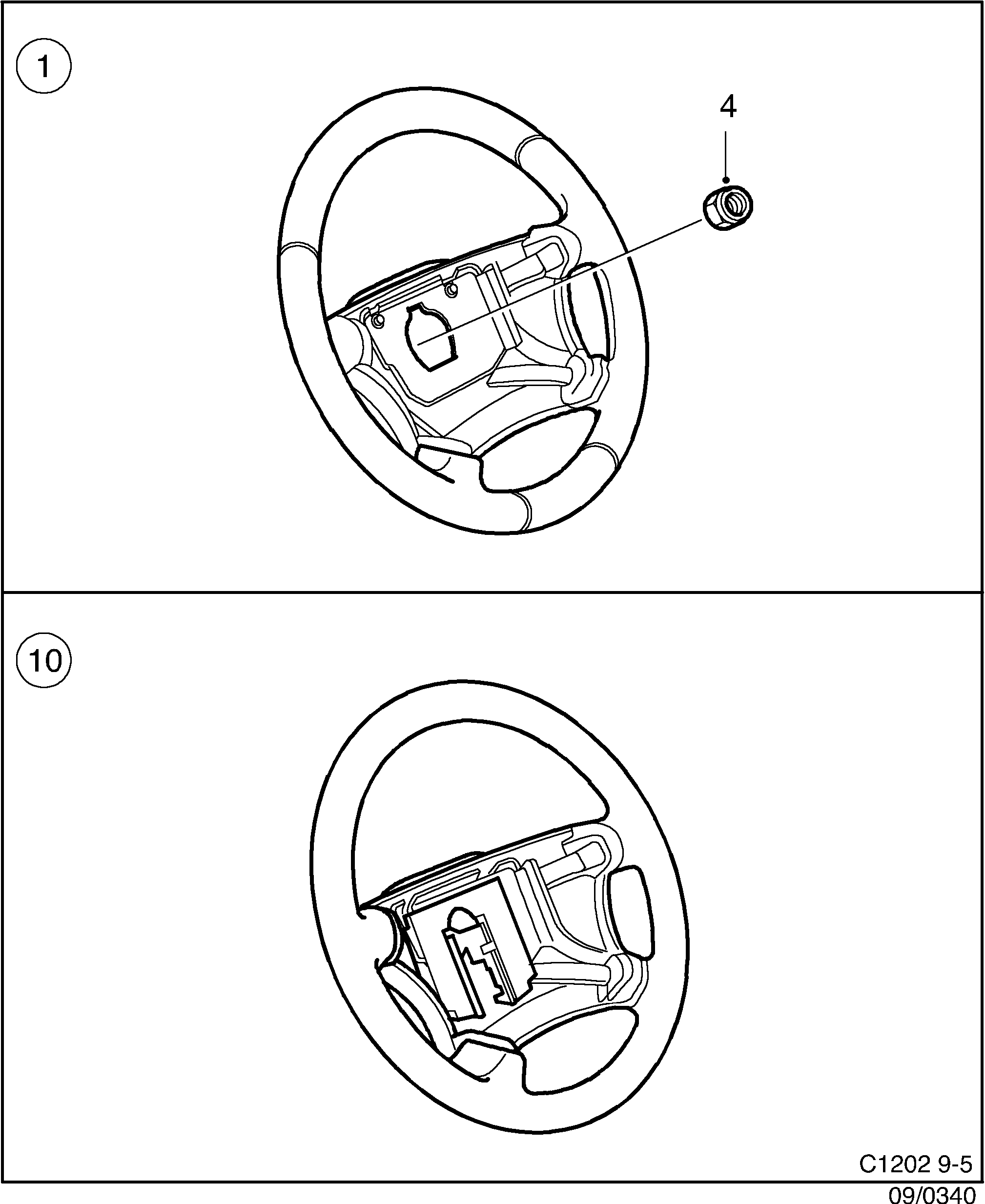 Schéma technique Saab 9-5 (9600) 2002 - Section 340 : Accessoire direction