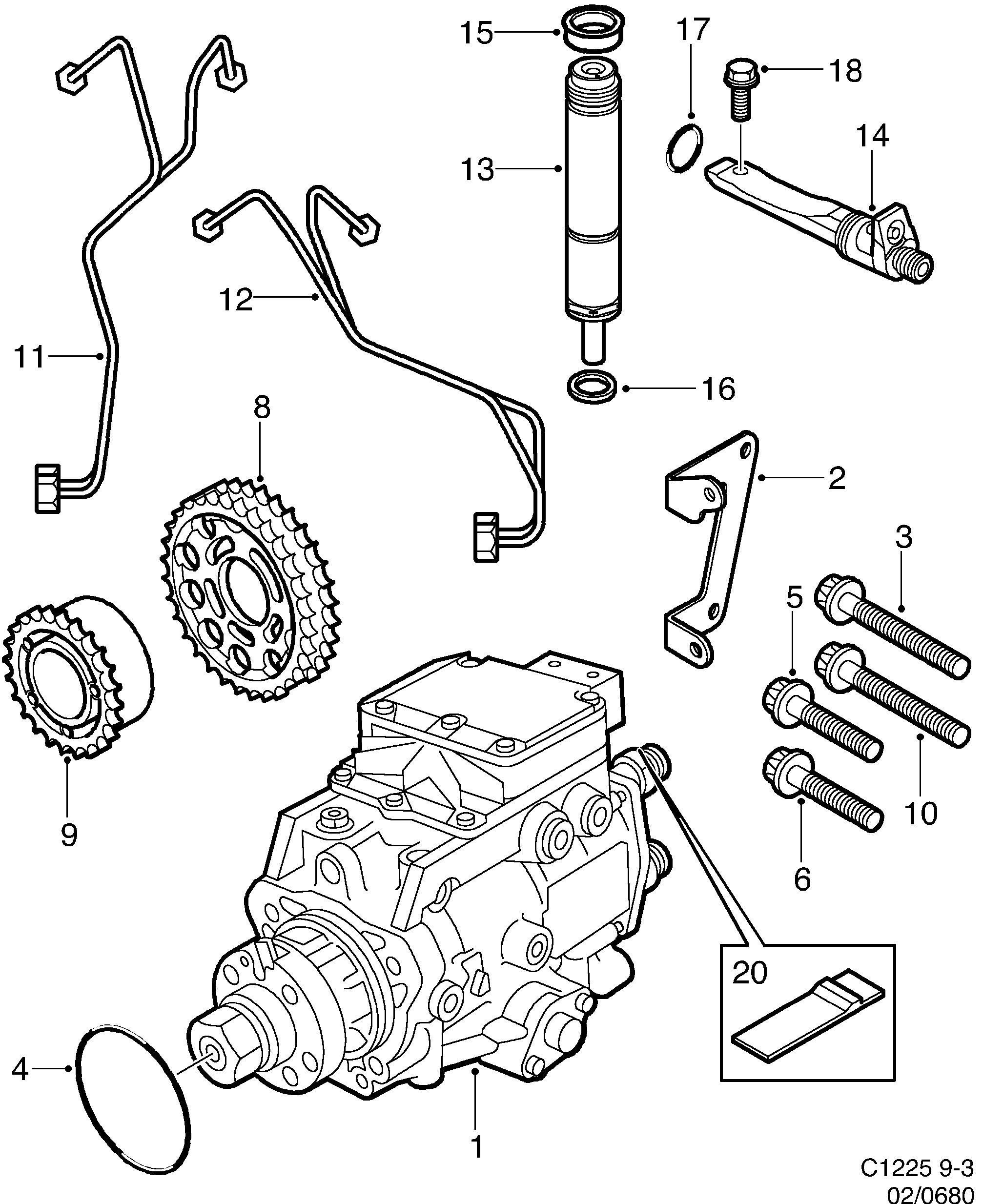 Schéma technique Saab 9-3 (9400) 1999 - Section 680 : Fuel system