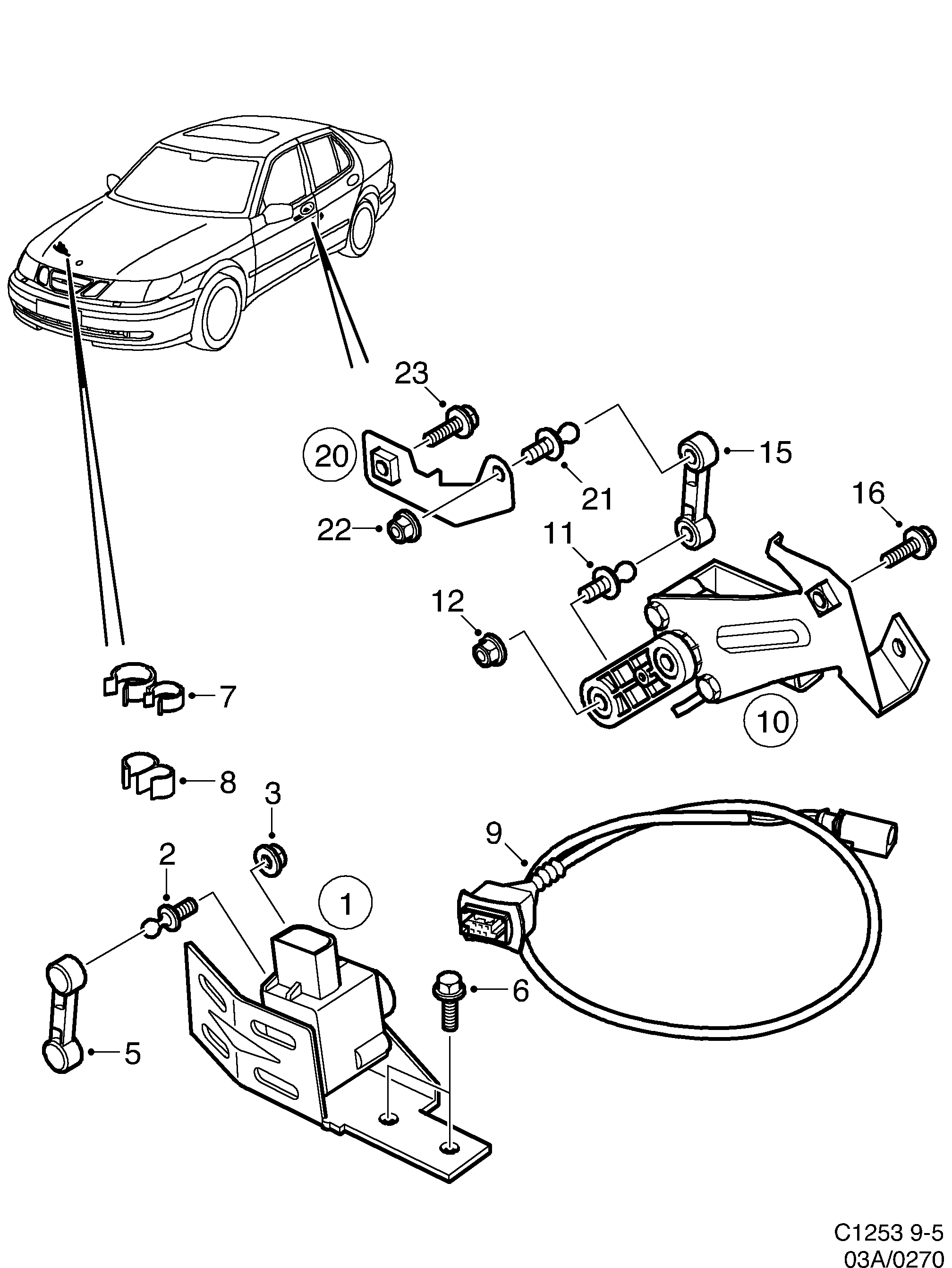 Schéma technique Saab 9-5 (9600) 2004 - Section 270 : Eclairage