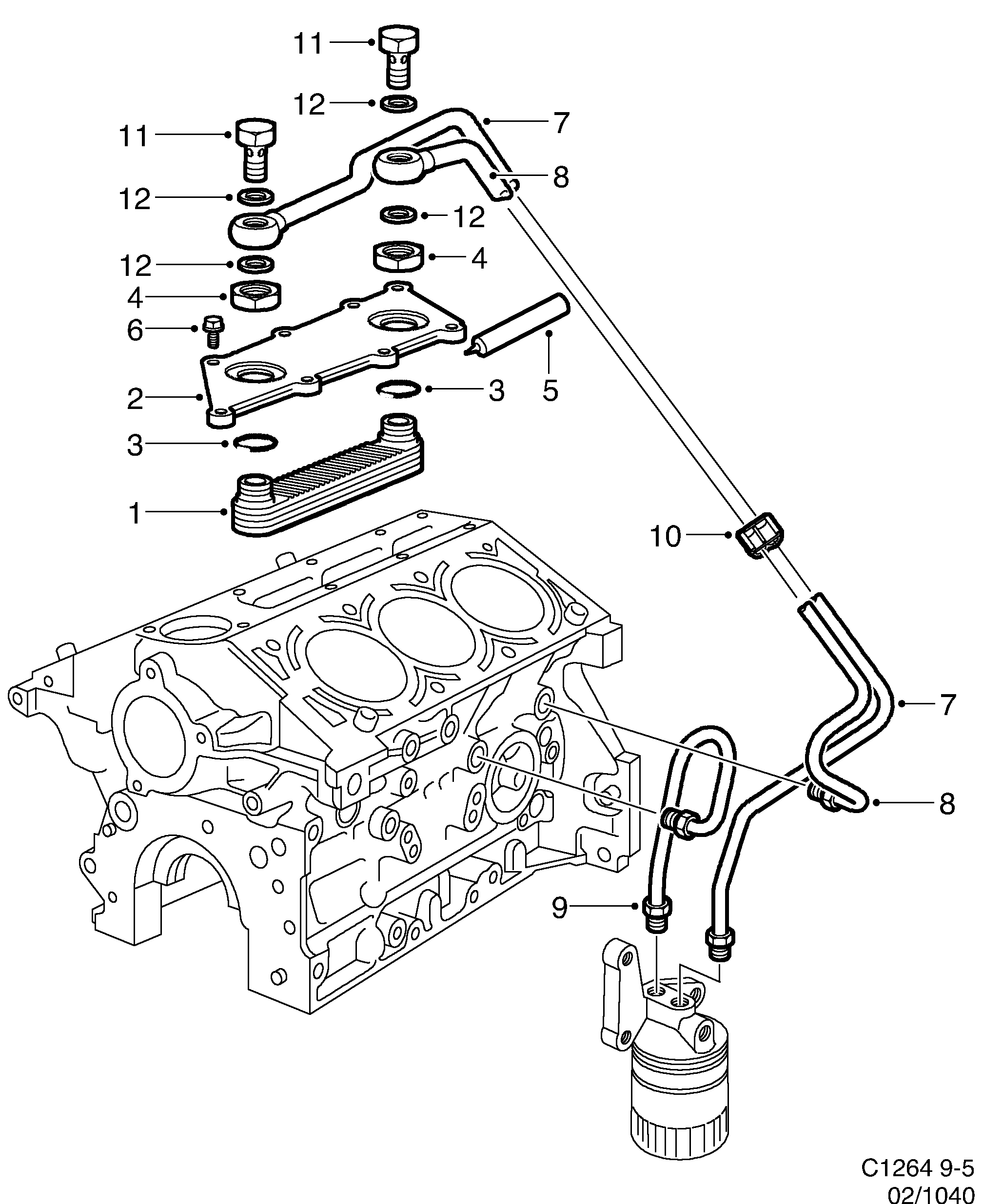 Schéma technique Saab 9-5 (9600) 2000 - Section 1040 : Cooling system