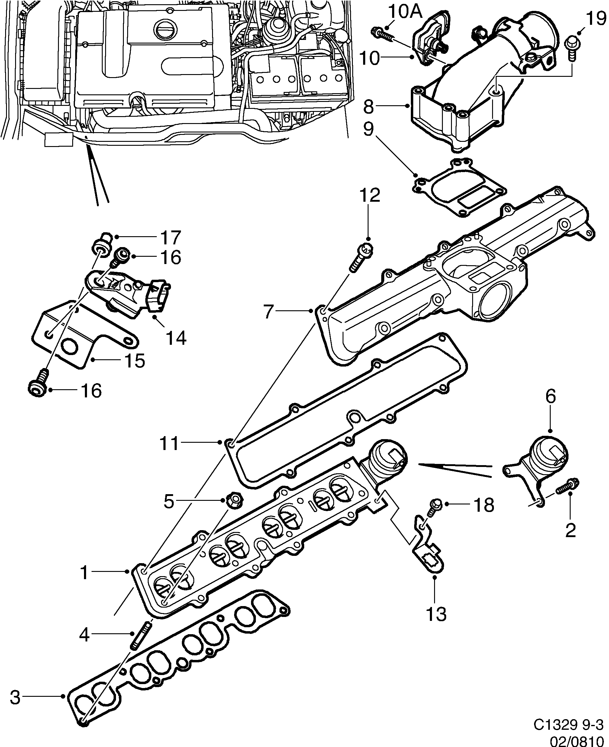 Schéma technique Saab 9-3 (9400) 2001 - Section 810 : Intake and exhaust system