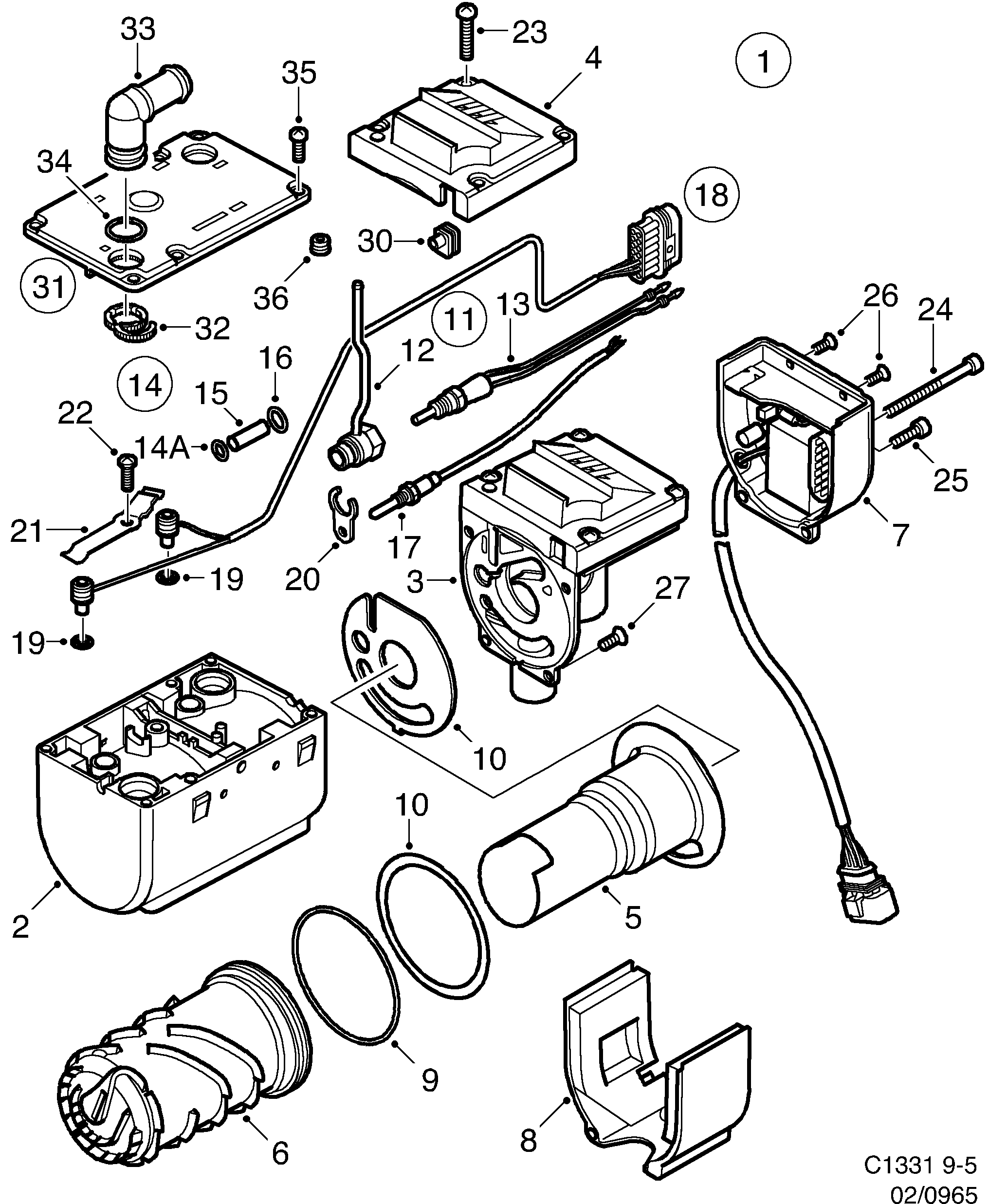 Schéma technique Saab 9-5 (9600) 2002 - Section 965 : Cooling system
