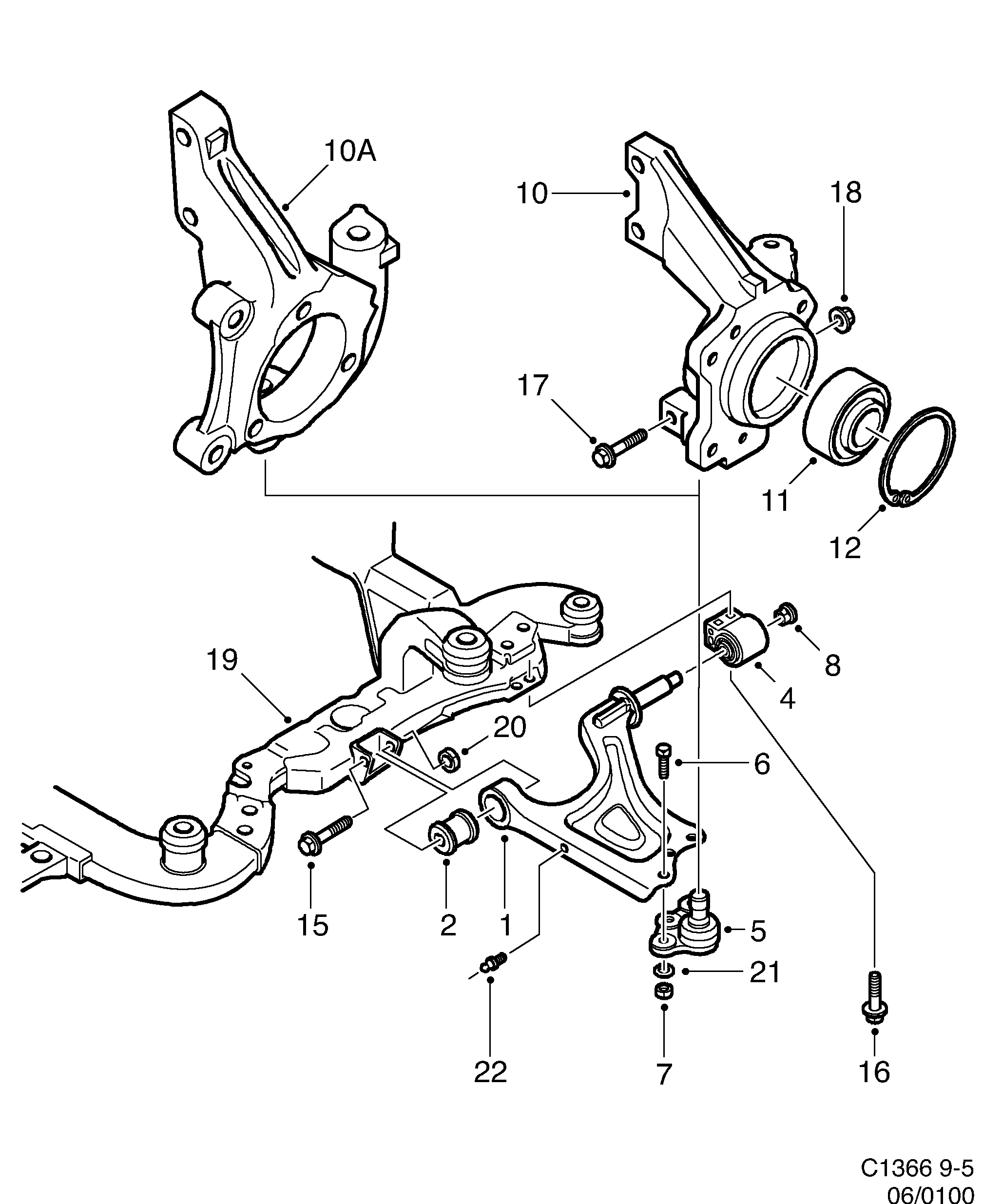 Schéma technique Saab 9-5 (9600) 2000 - Section 100 :