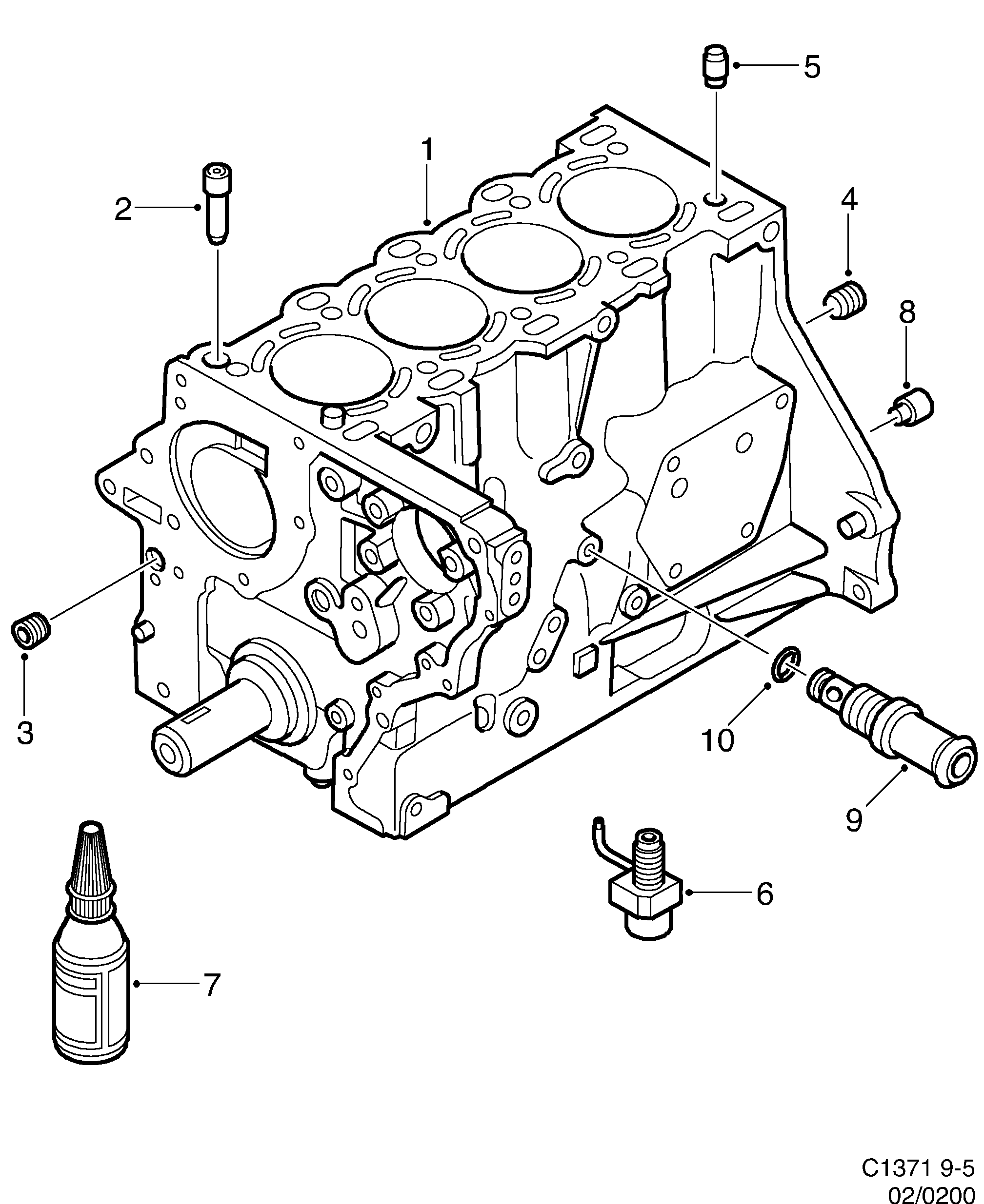 Schéma technique Saab 9-5 (9600) 2004 - Section 200 : Corps de moteur