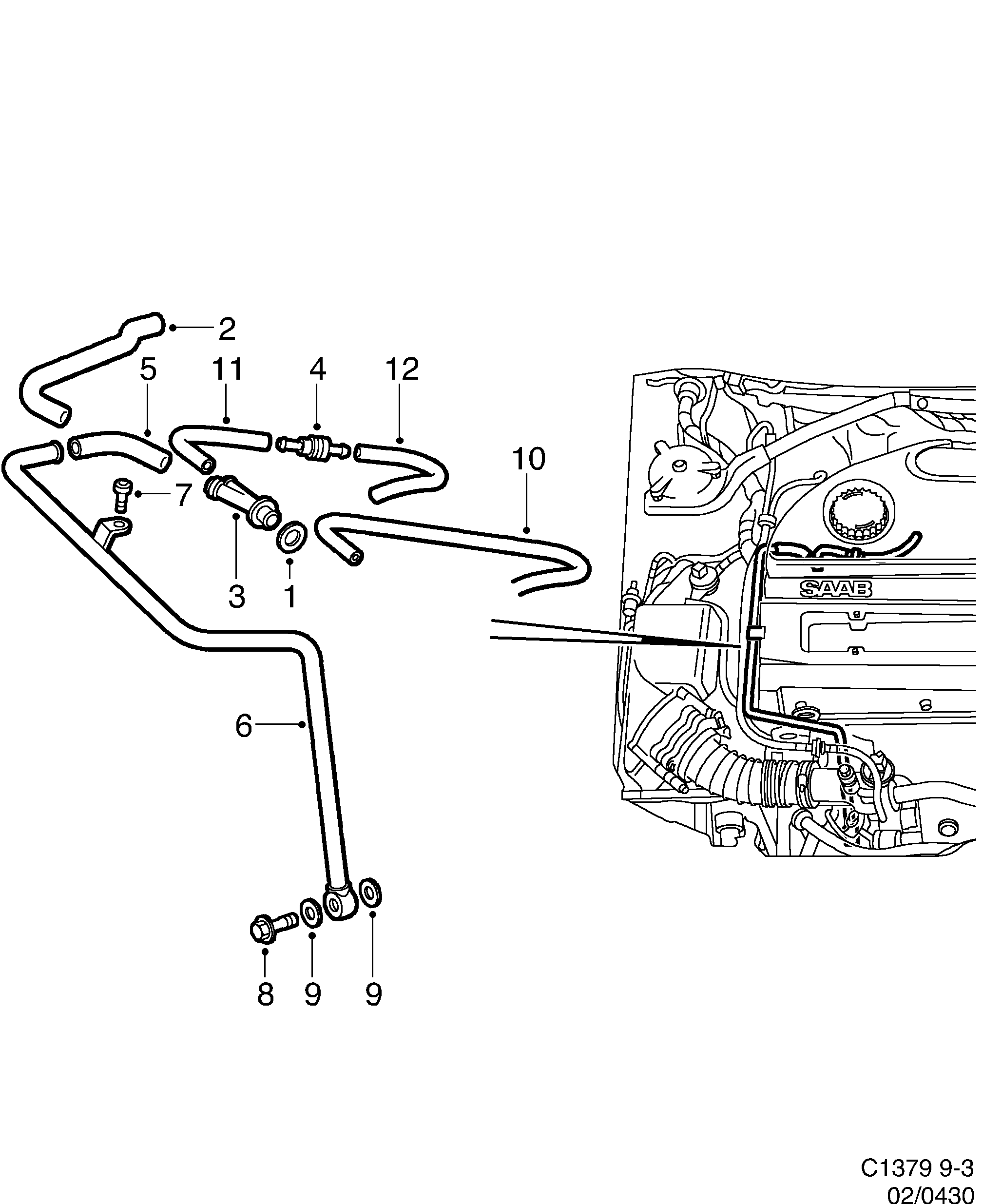 Schéma technique Saab 9-3 (9400) 2000 - Section 430 : Lubricating system