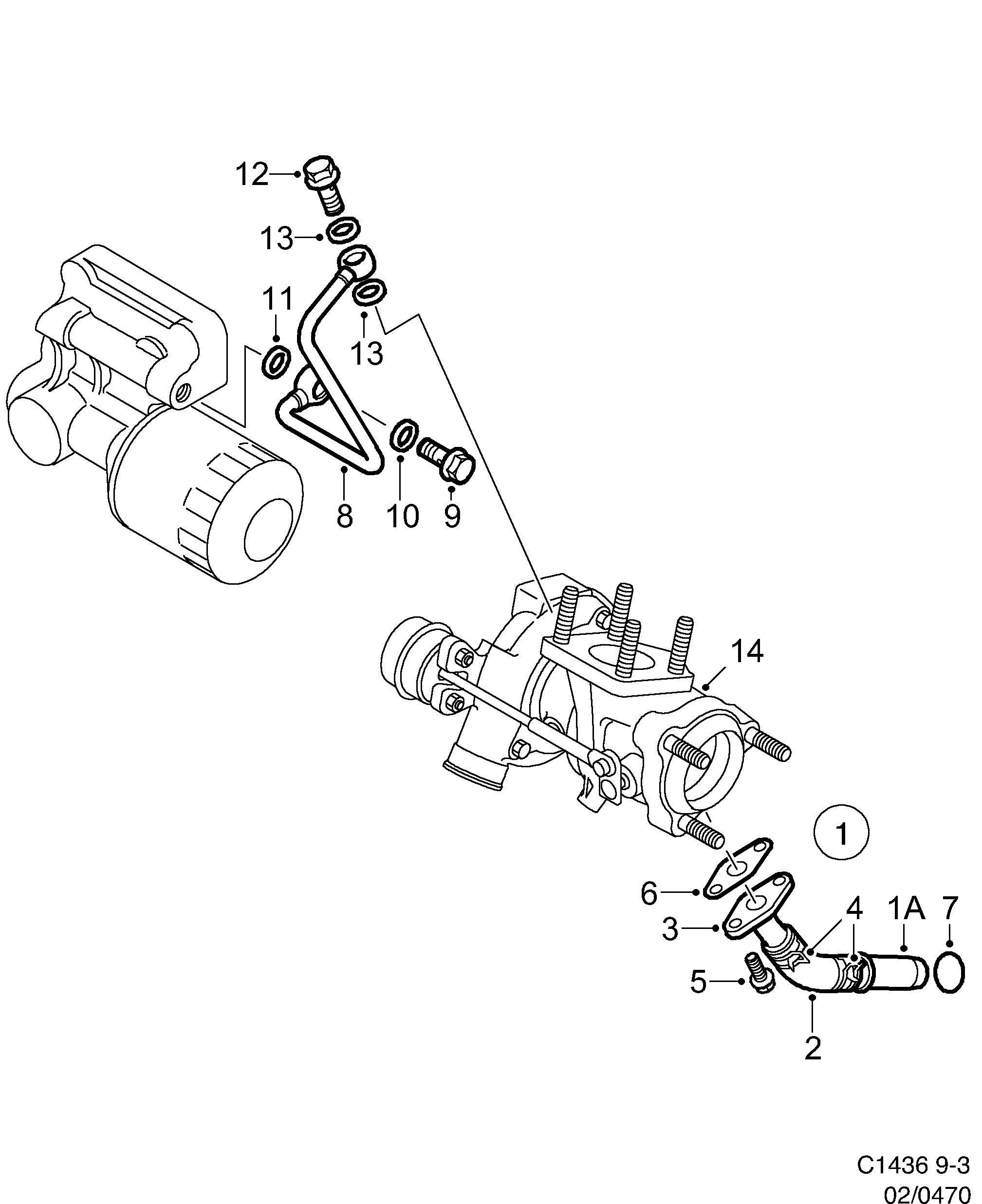 Schéma technique Saab 9-3 (9400) 2002 - Section 470 : Система смазки