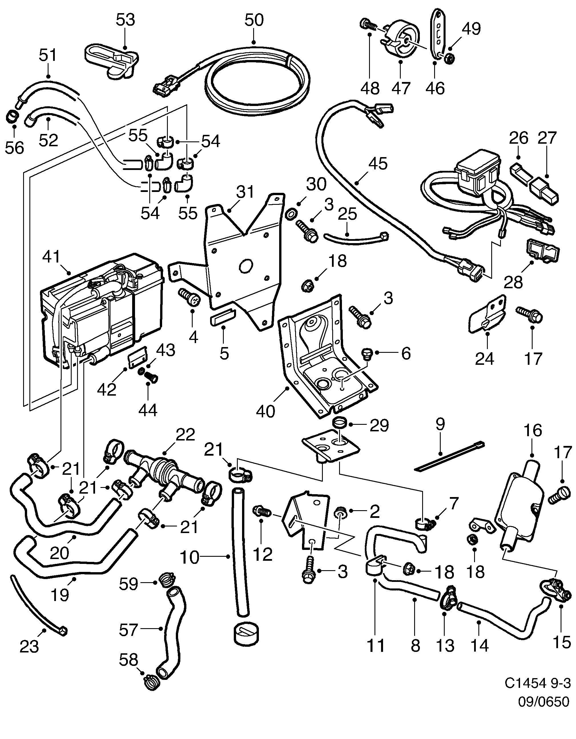 Schéma technique Saab 9-3 (9400) 2003 - Section 650 : Accessoire carrosserie