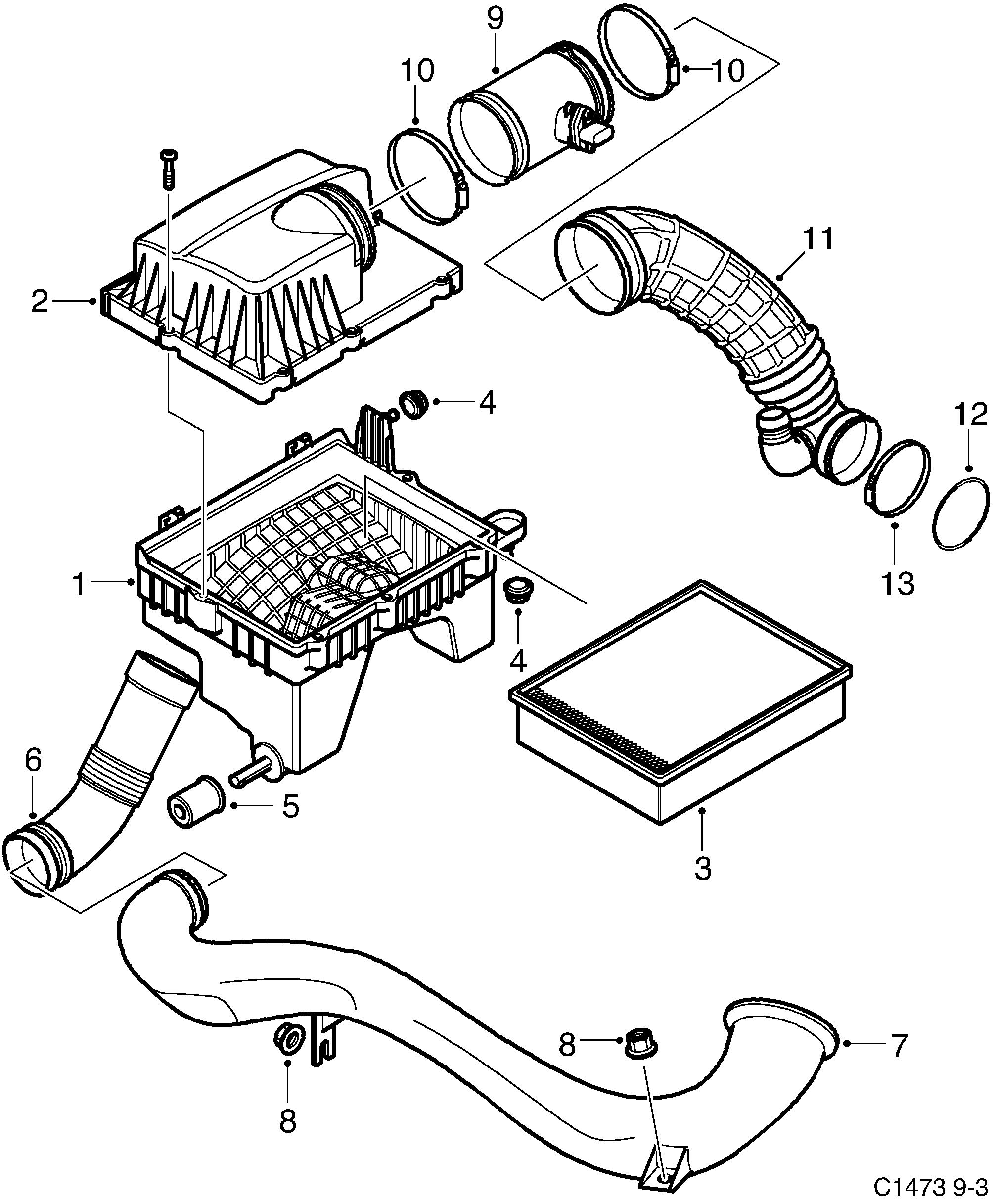 Schéma technique Saab 9-3 (9440) 2004 - Section 3050 : Fuel system