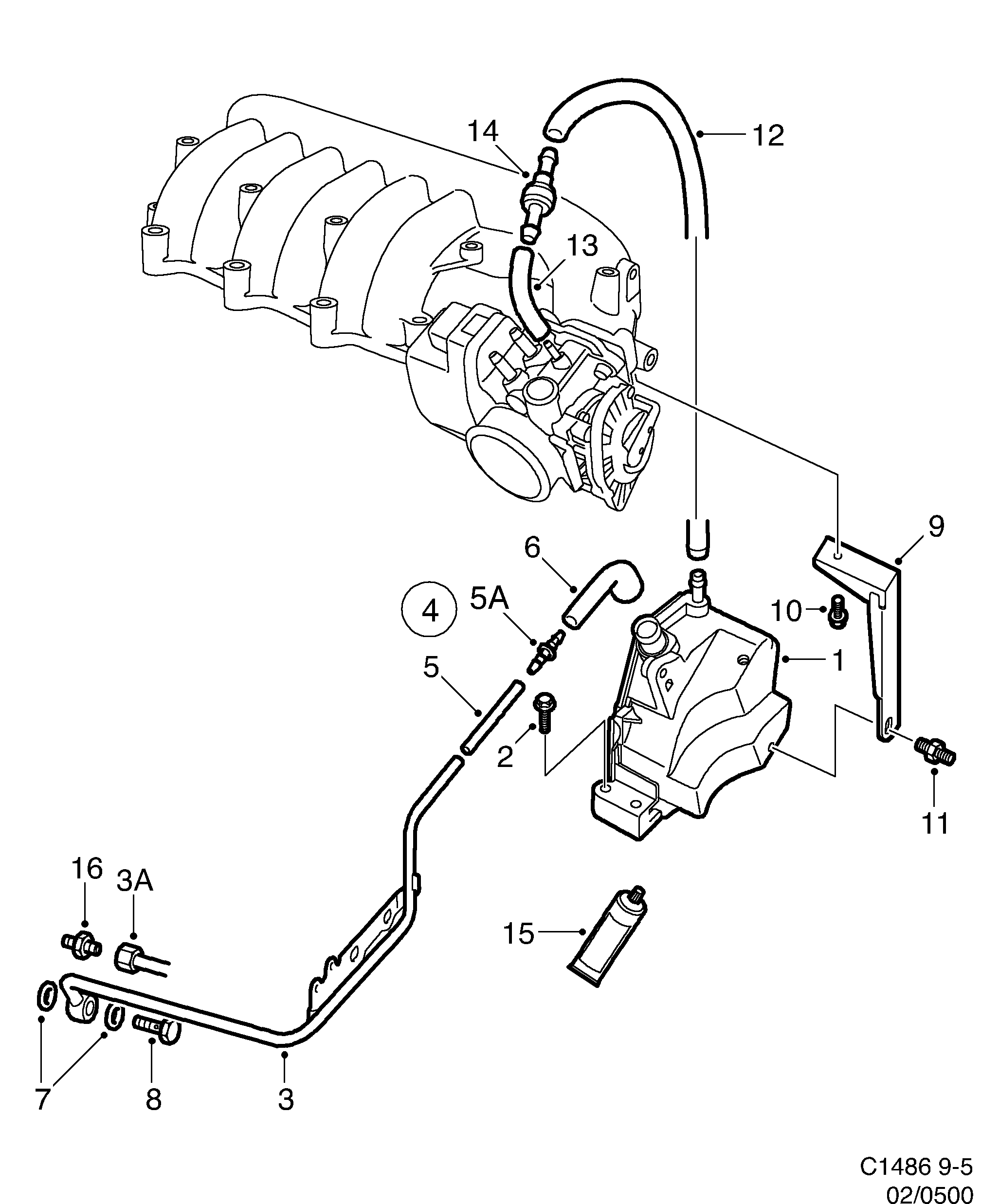 Schéma technique Saab 9-5 (9600) 2003 - Section 500 : Lubricating system